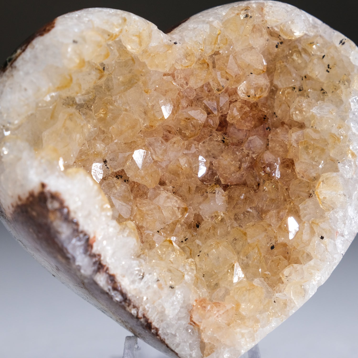 Genuine Banded Agate Citrine Quartz Heart from Uruguay (123.6 grams)