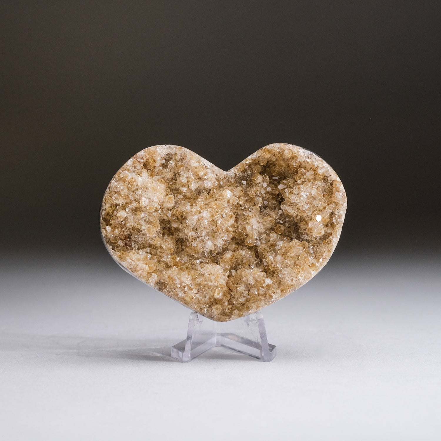 Genuine Banded Agate Citrine Quartz Heart from Uruguay (77.6 grams)