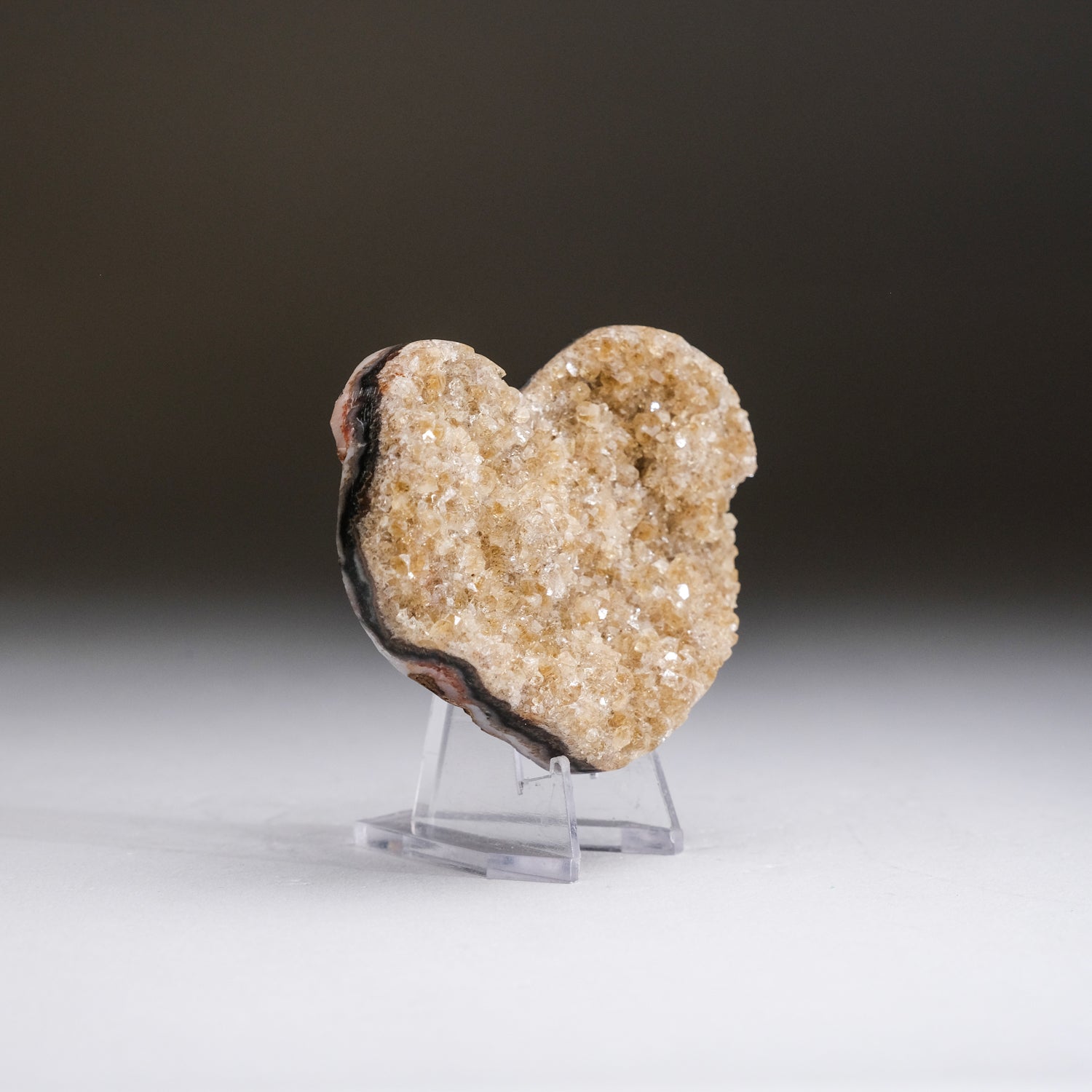 Genuine Banded Agate Citrine Quartz Heart from Uruguay (77.6 grams)