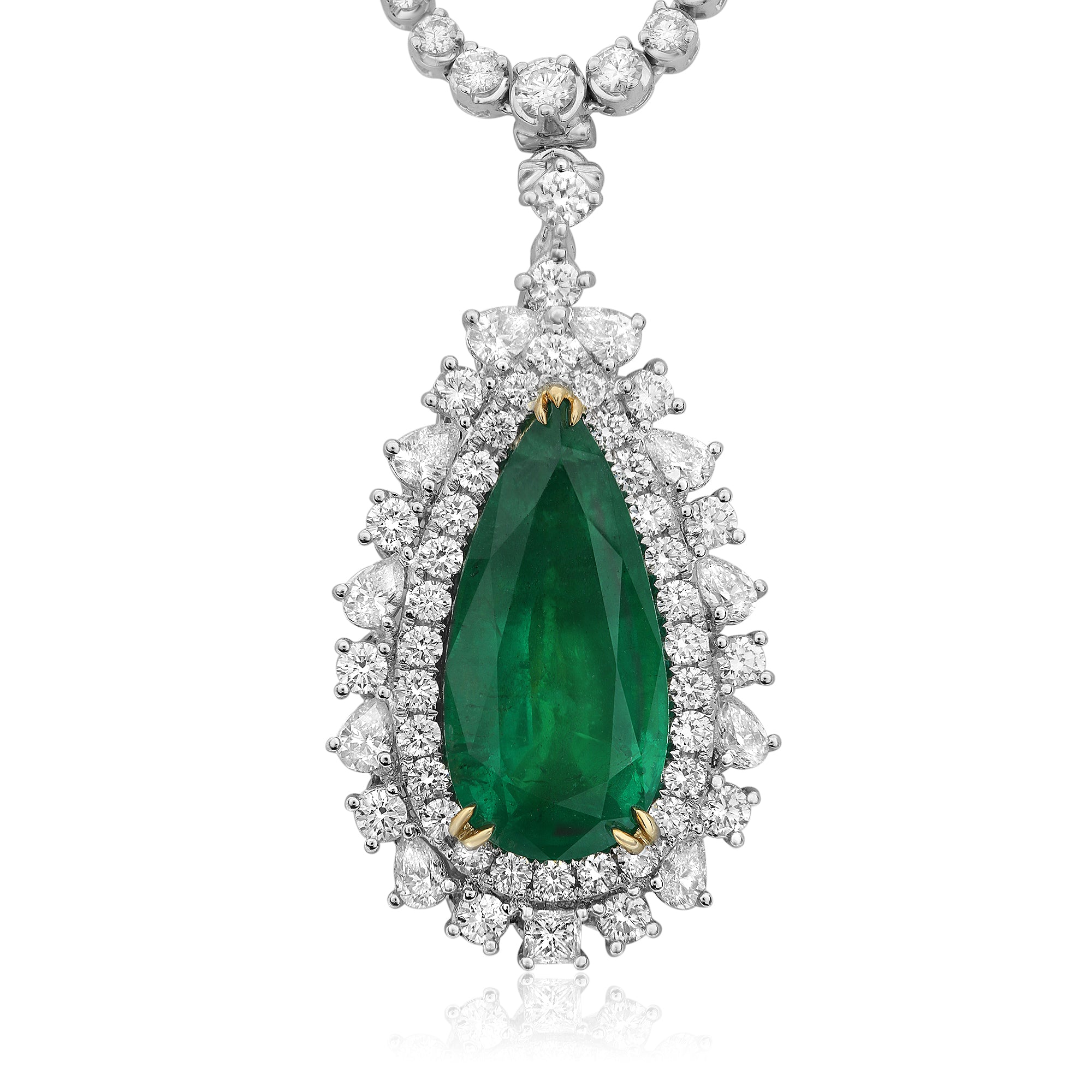 18k White Gold Emerald Necklace (GN2595-1)