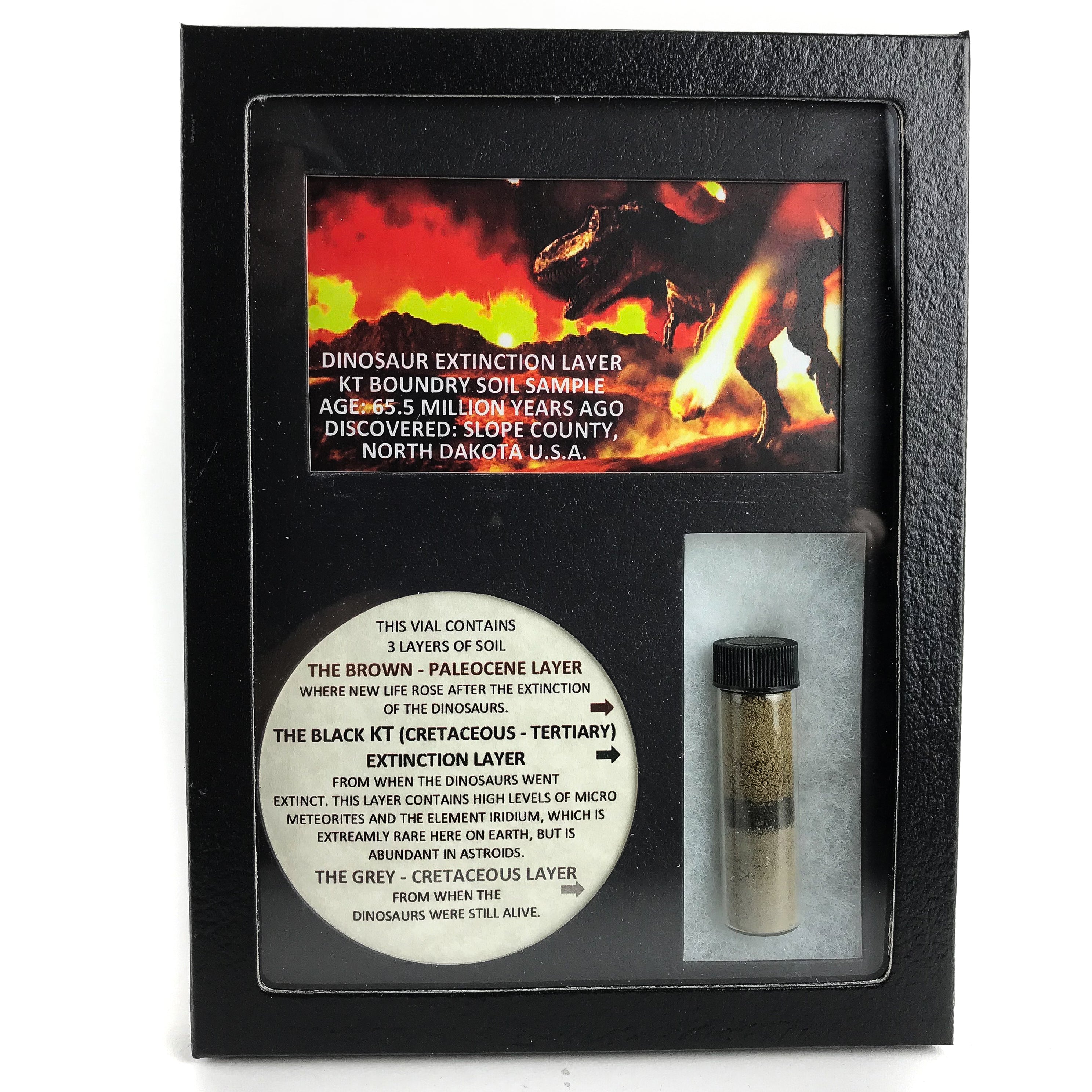 Genuine Dinosaur Extinction (3 Layer) Soil Sample Display Box - Astro Gallery