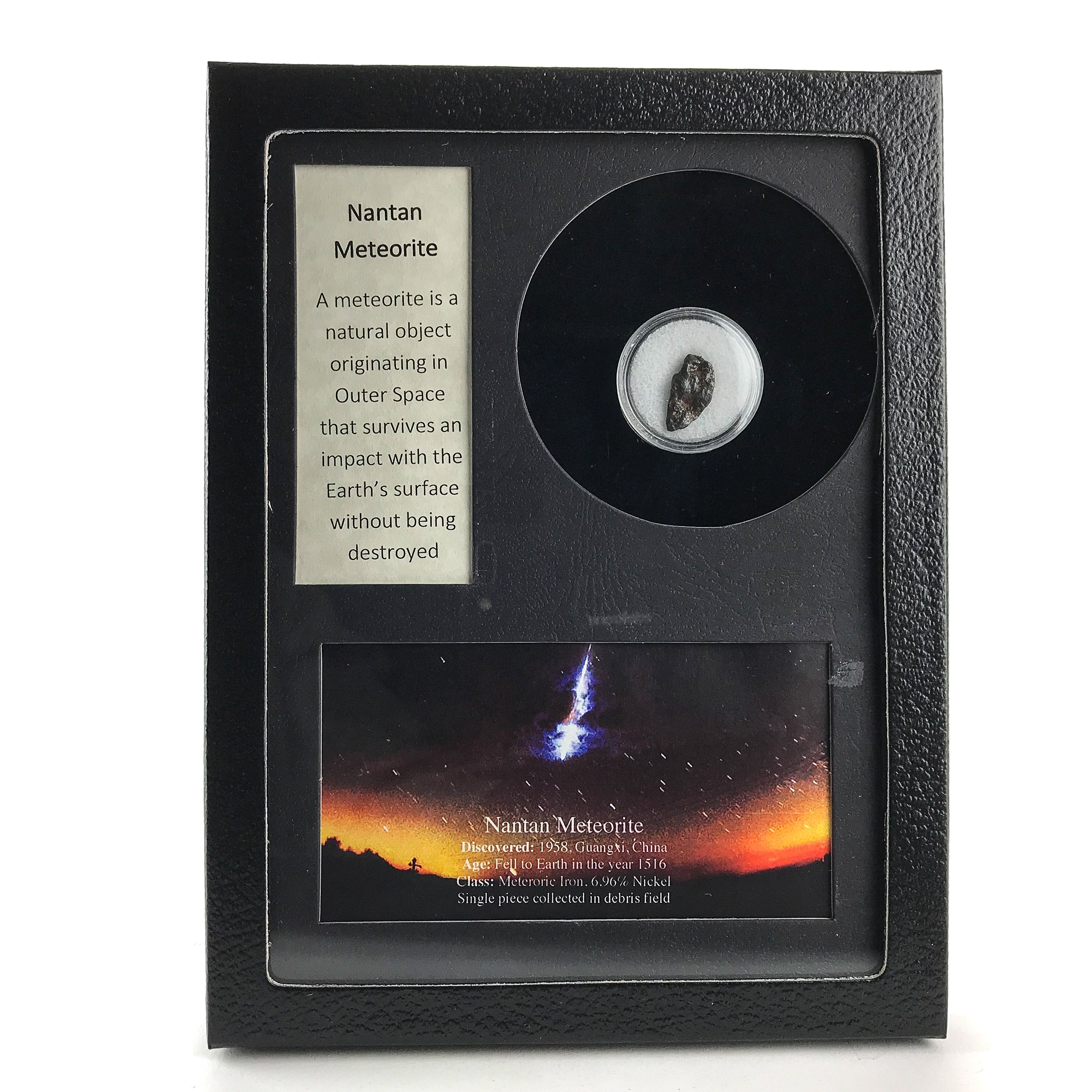 Genuine Nantan Meteorite in Glass Display Box - Astro Gallery