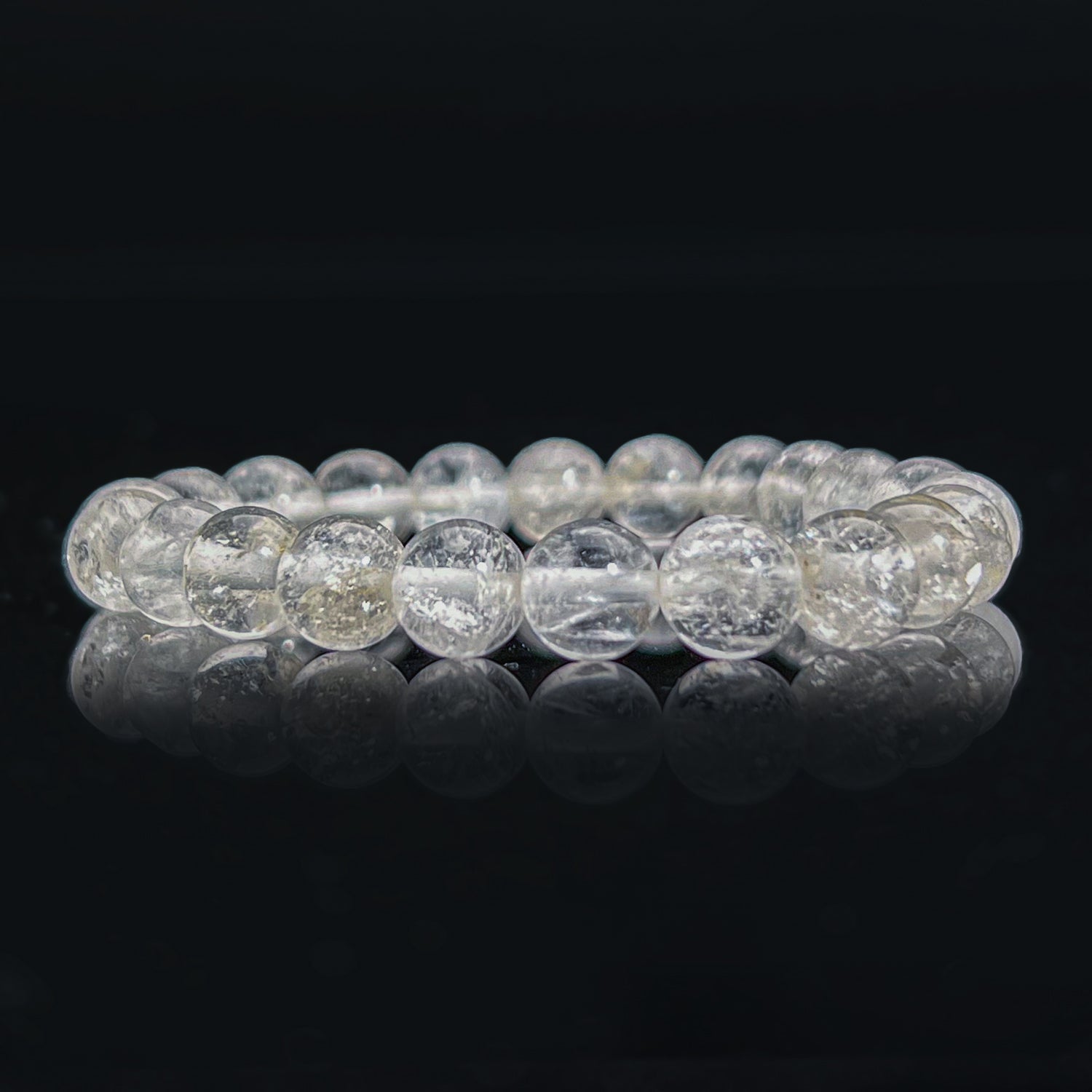 Genuine Clear Quartz 8mm Beaded Stretch Bracelet