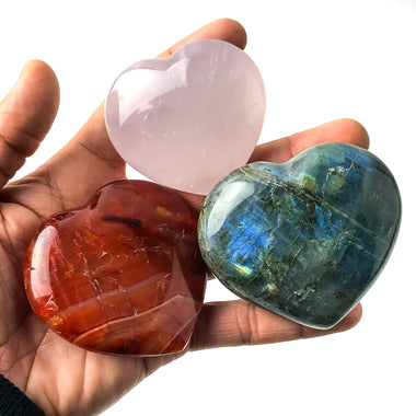 3 pc Collection of Polished Heart Crystals - Astro Gallery