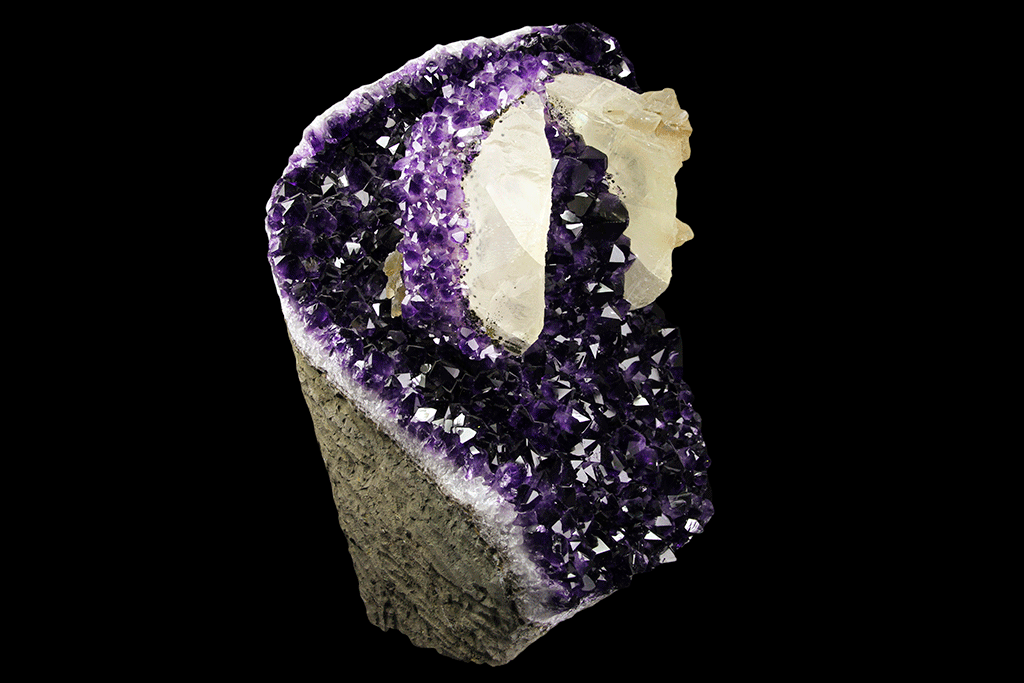 Calcite on Amethyst From San Eugenio, Artigas Dept., Uruguay
