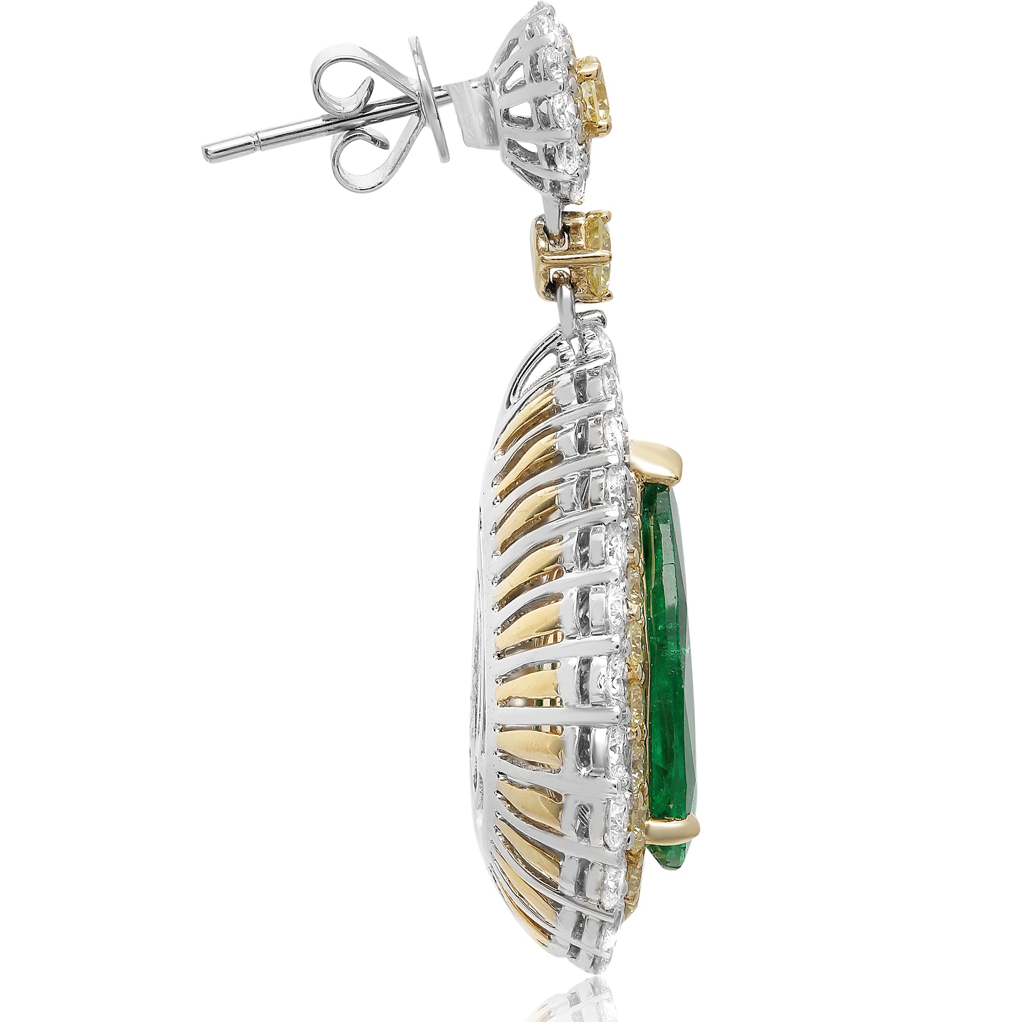 18k White Gold Emerald Earring (KE5745-1)