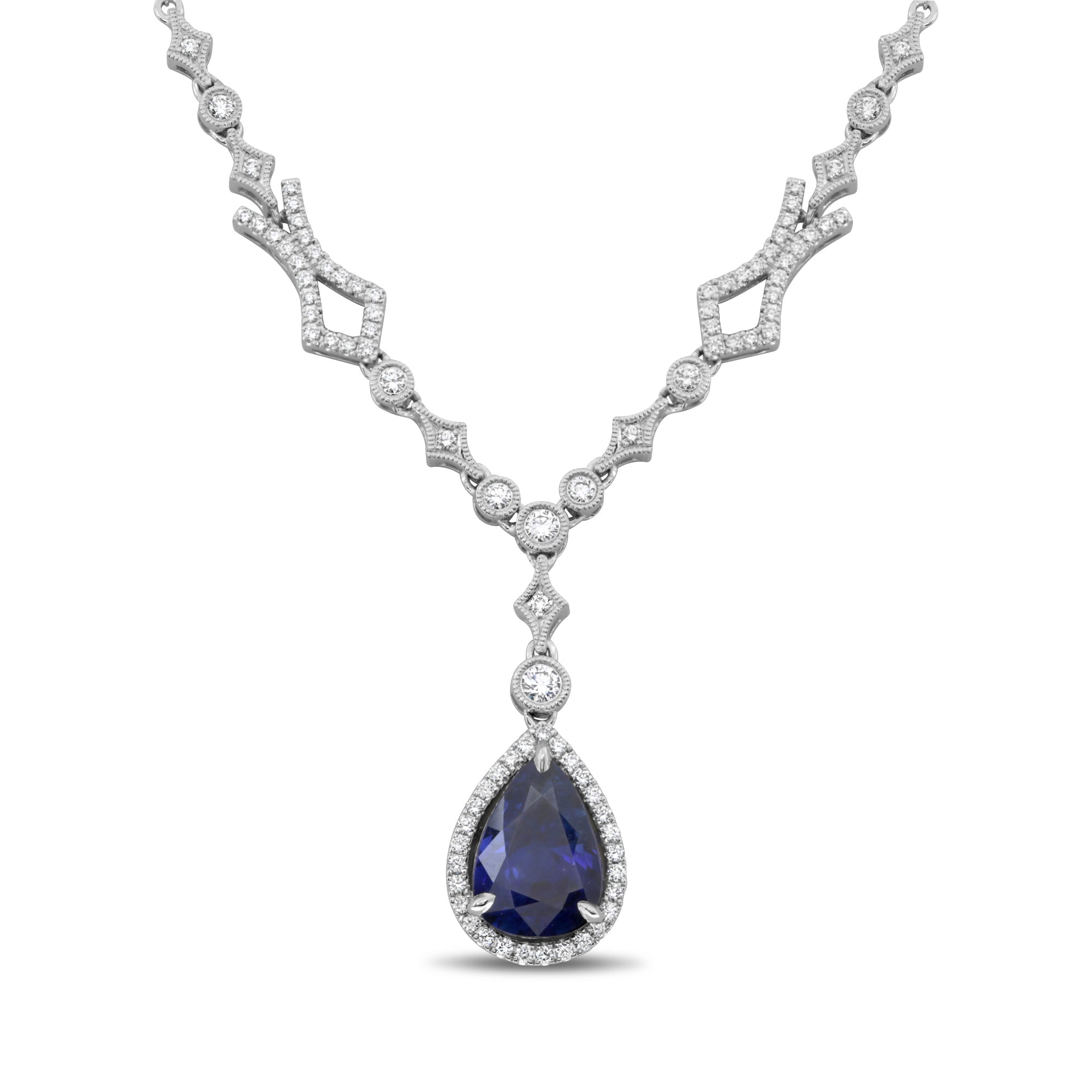 18k White Gold Sapphire Necklace (KN3041WSP-2)