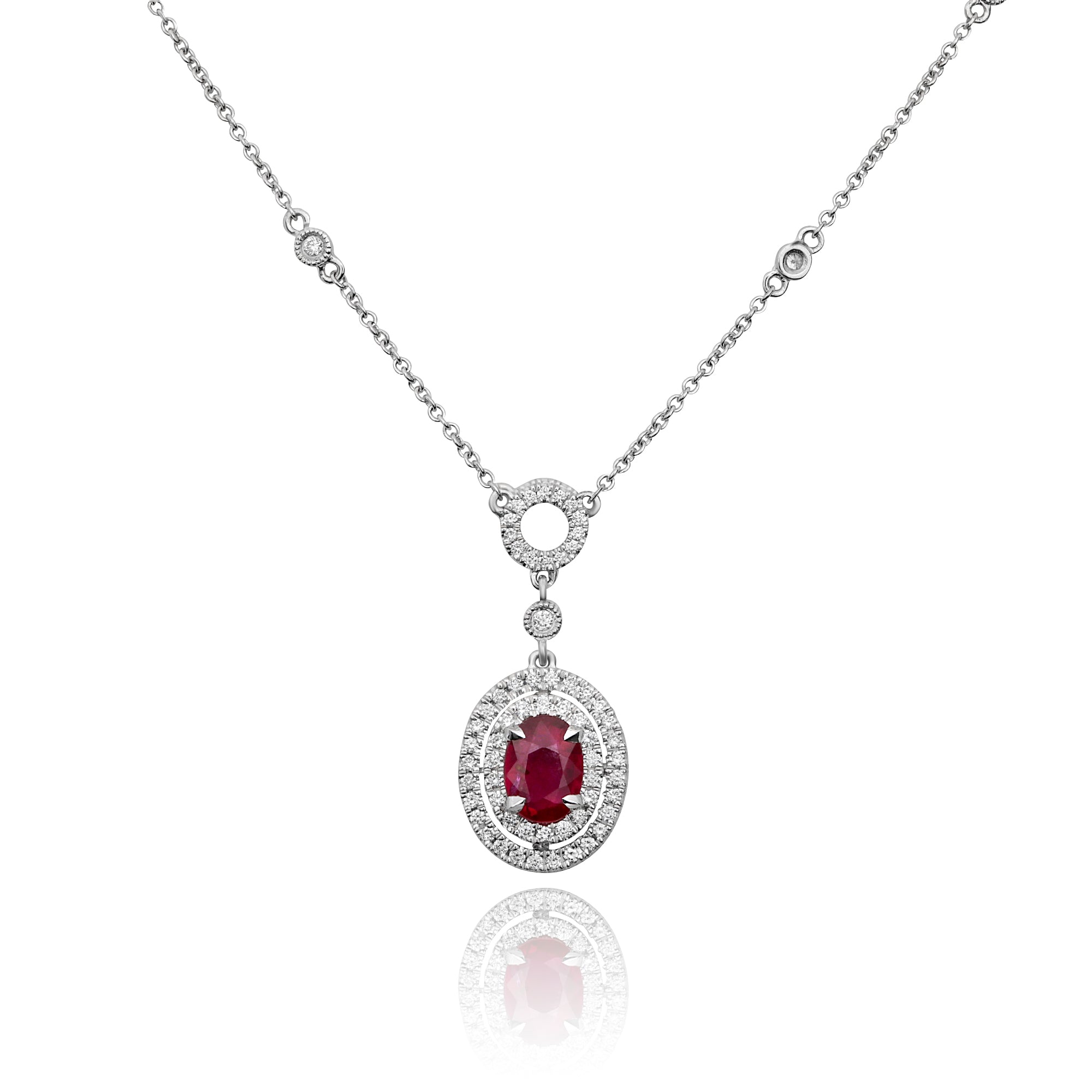 18k White Gold Ruby Necklace (KN4145-3)