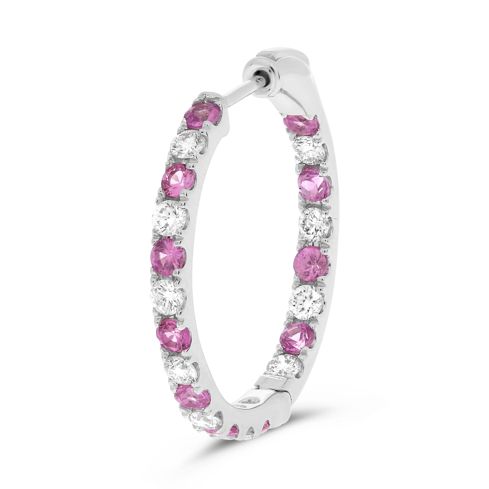 14k White Gold Pink Sapphire Earring (ME783-15)