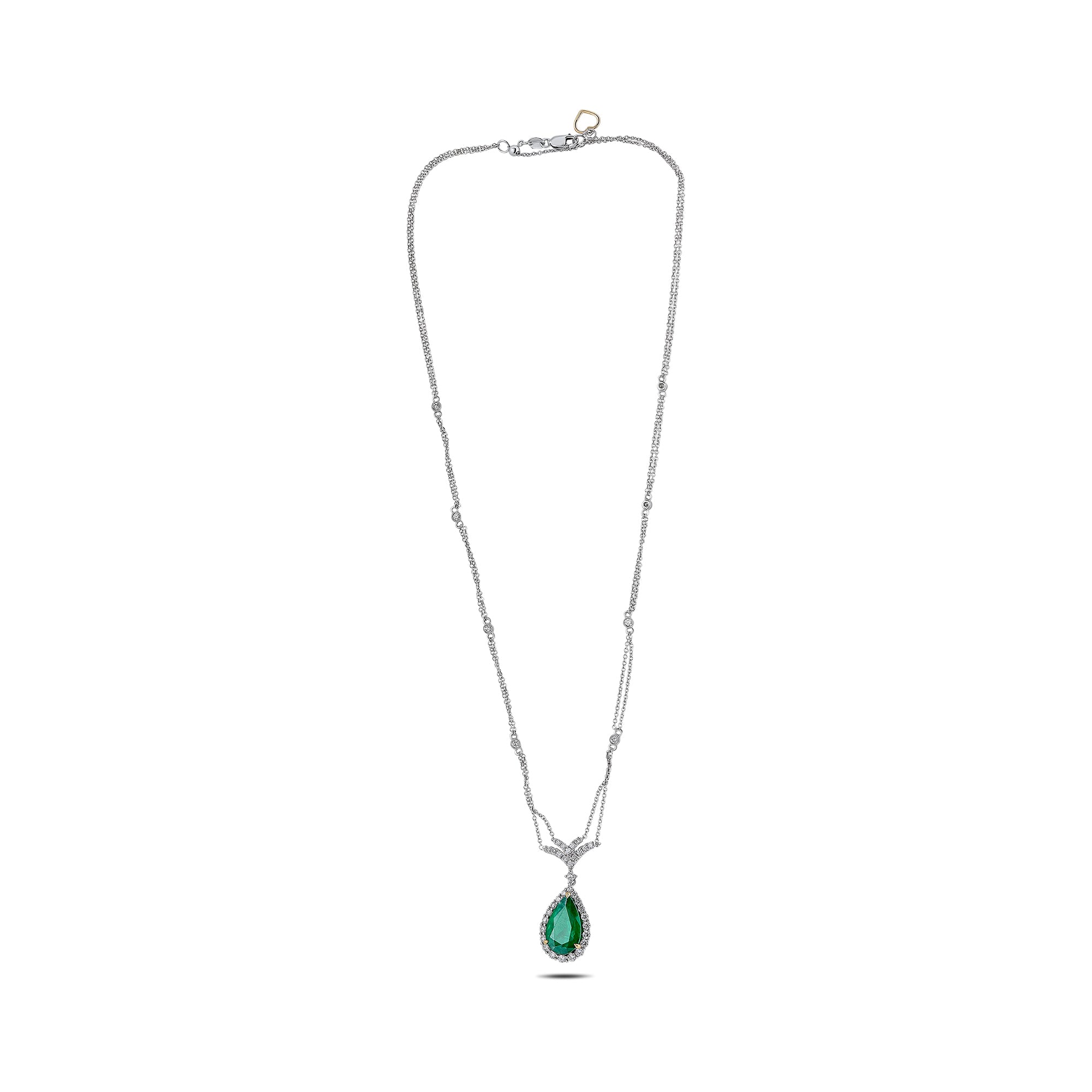 18k White Gold Emerald Necklace (MN536-2)
