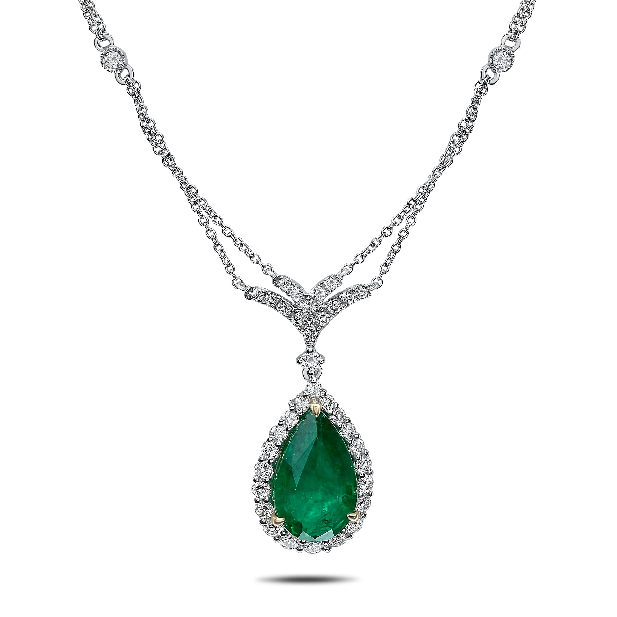 18k White Gold Emerald Necklace (MN536-2)