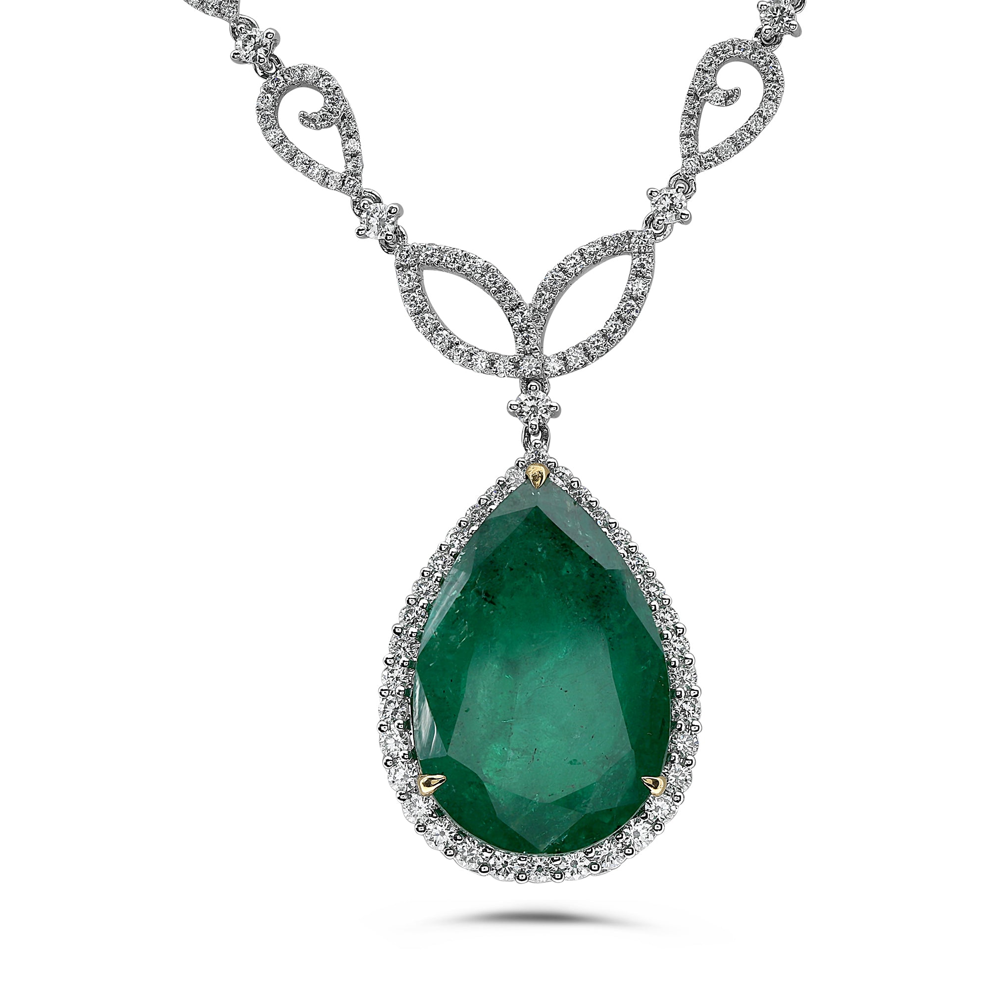 18k White Gold Emerald Necklace (MN542-1)