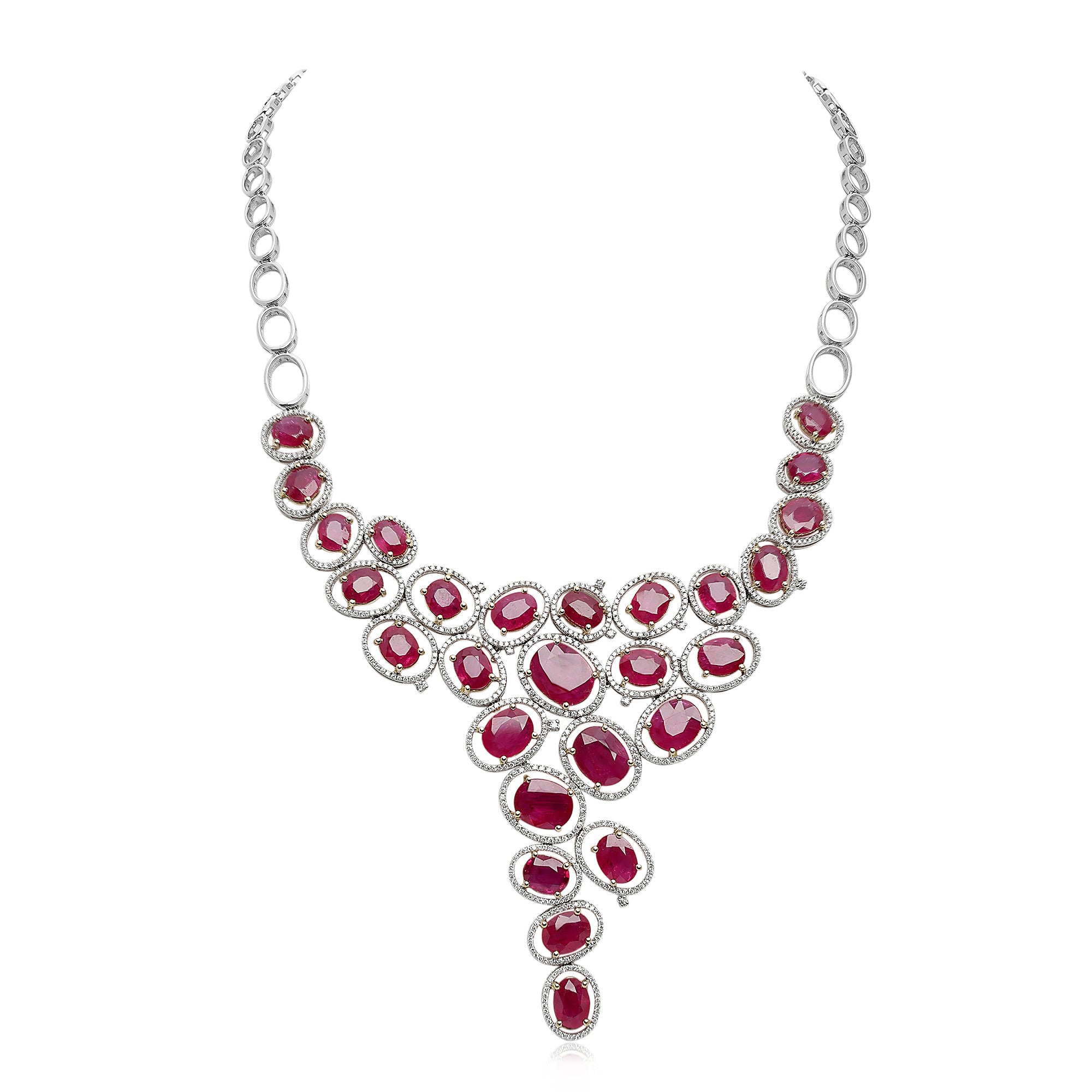 14k White Gold Ruby Necklace (MN607-1)
