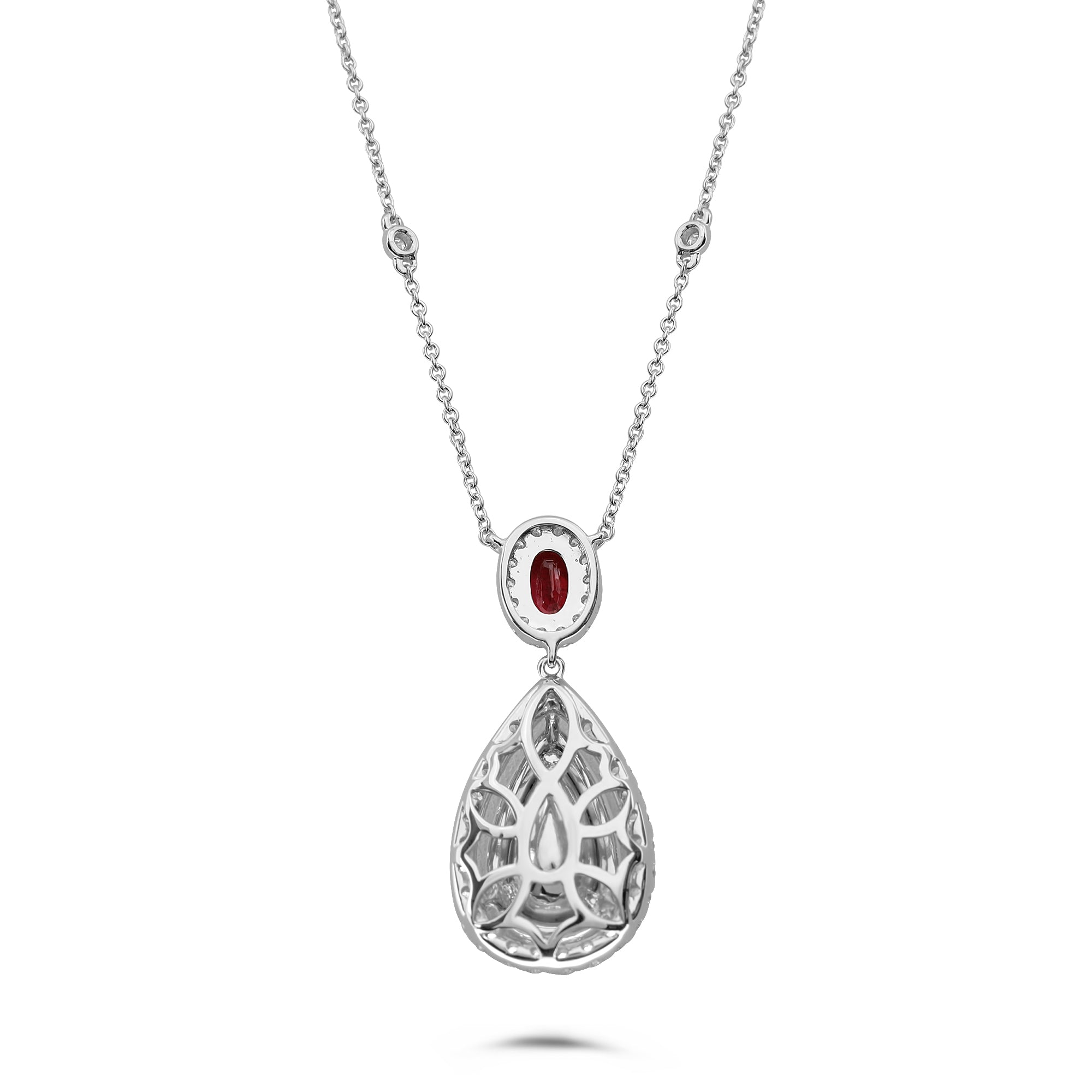 18k White Gold Ruby Necklace (MN633-10)