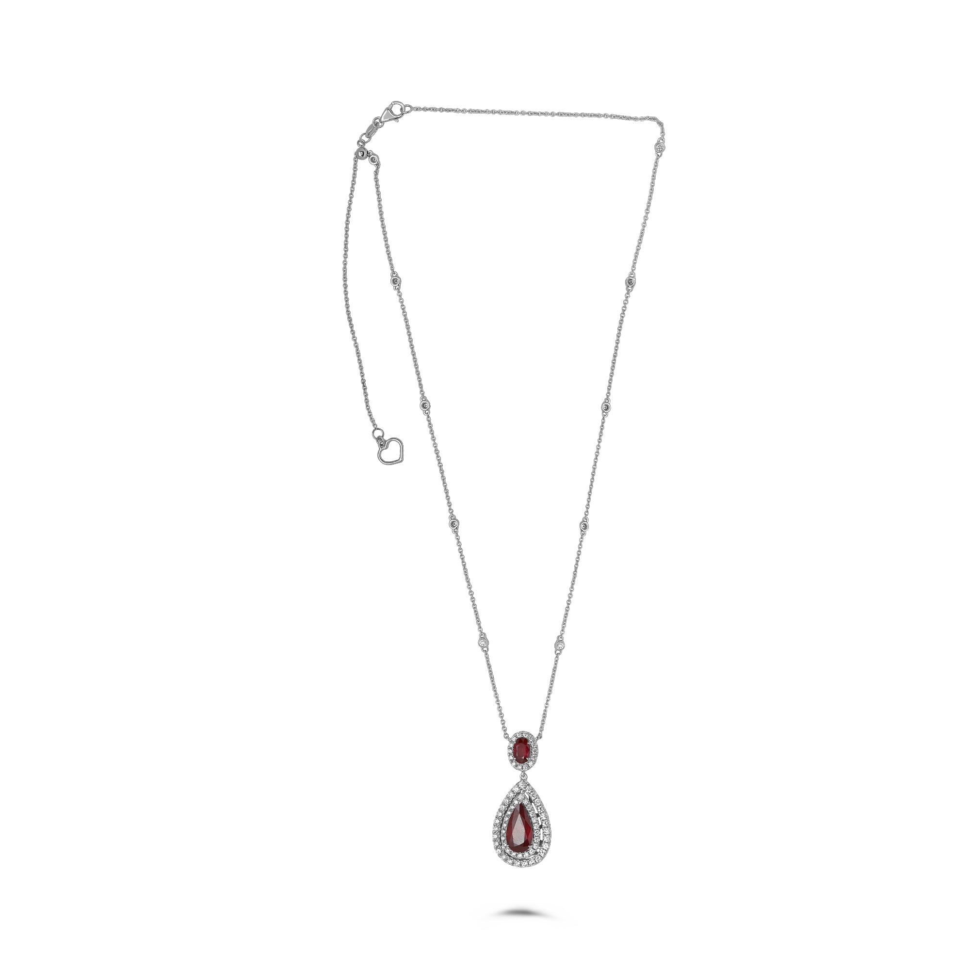 18k White Gold Ruby Necklace (MN633-10)