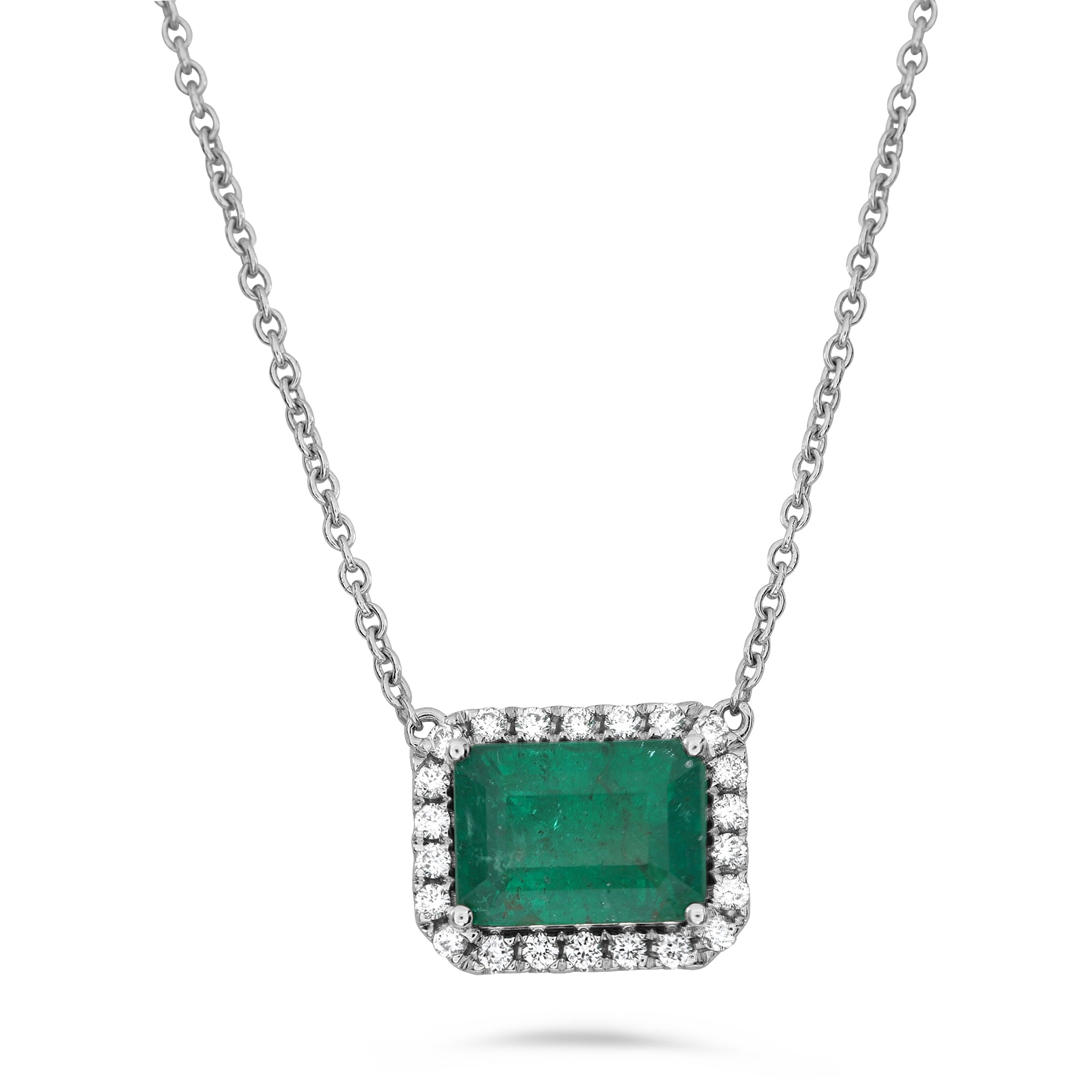 14k White Gold Emerald Necklace (MN807A-4)