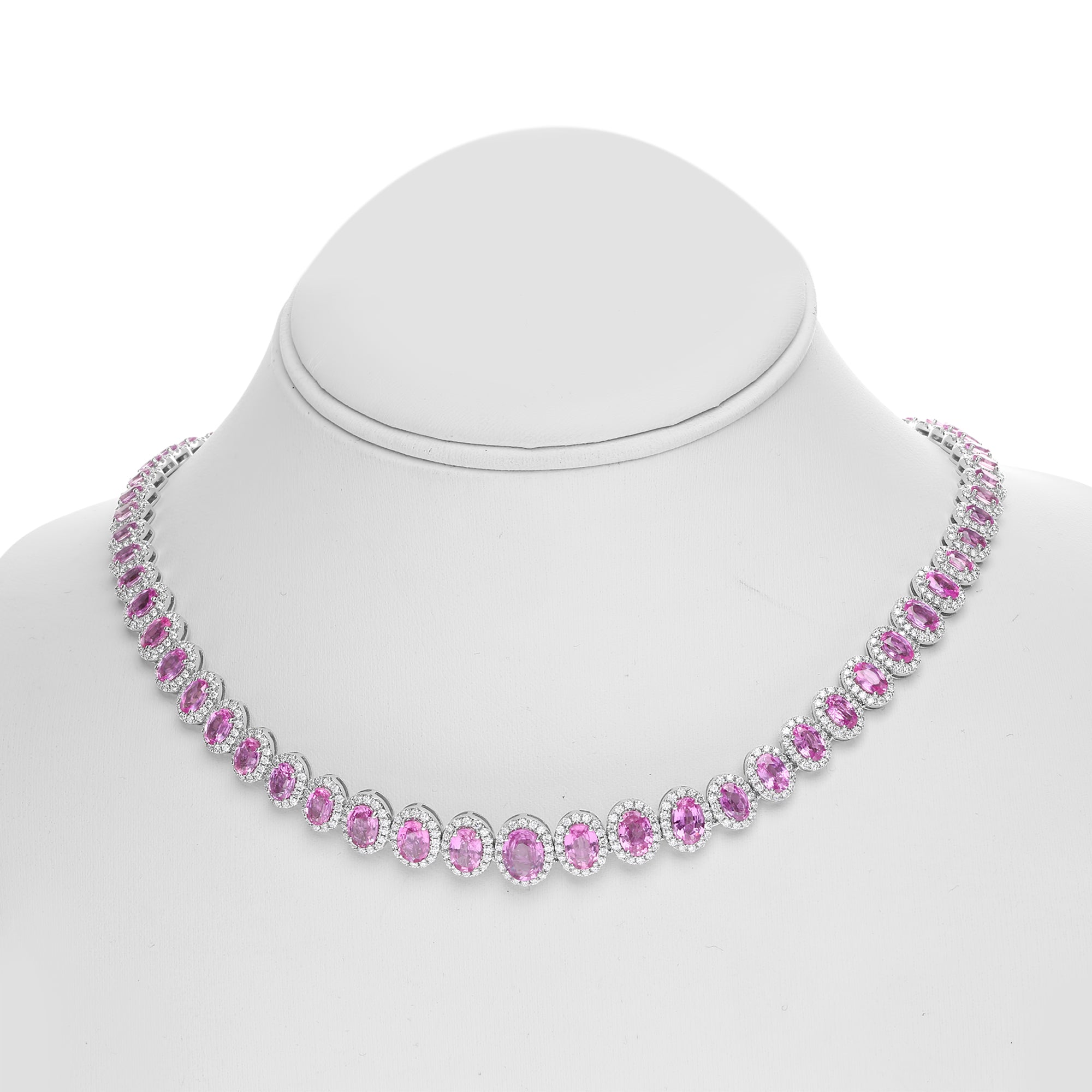 18k White Gold Pink Sapphire Necklace (MN897-1)