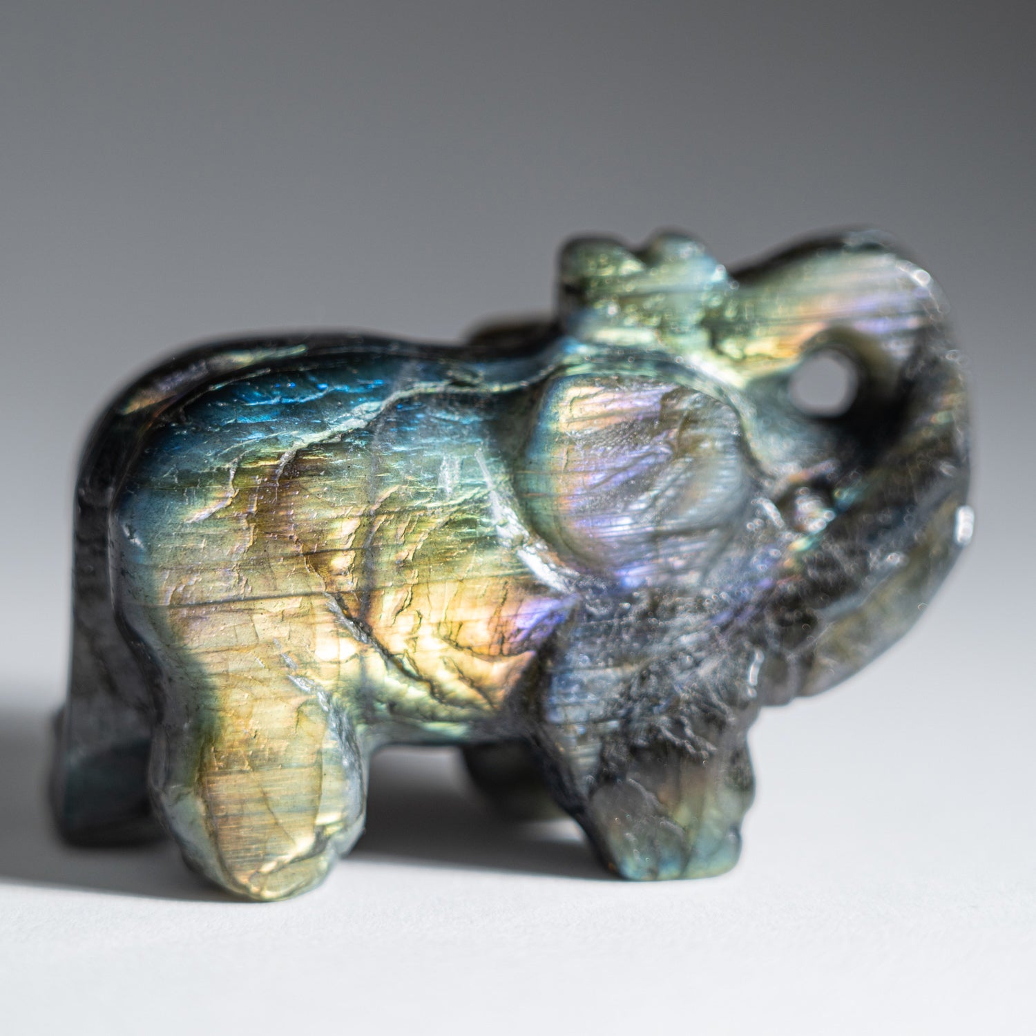 Genuine Polished Hand Carved Labradorite Elephant (137 grams)
