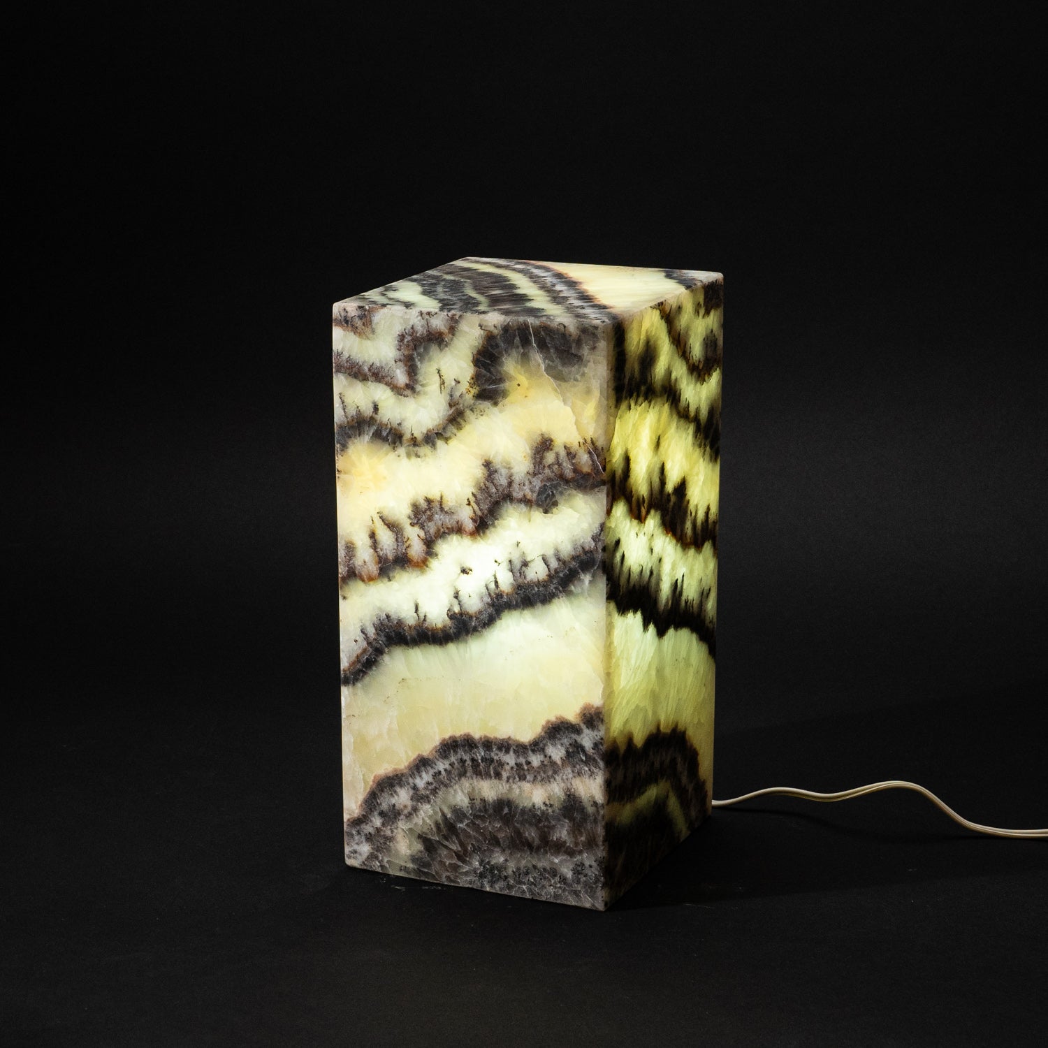 Genuine Square Banded Onyx Desk Lamp from Mexico (12", 10.4 lbs)