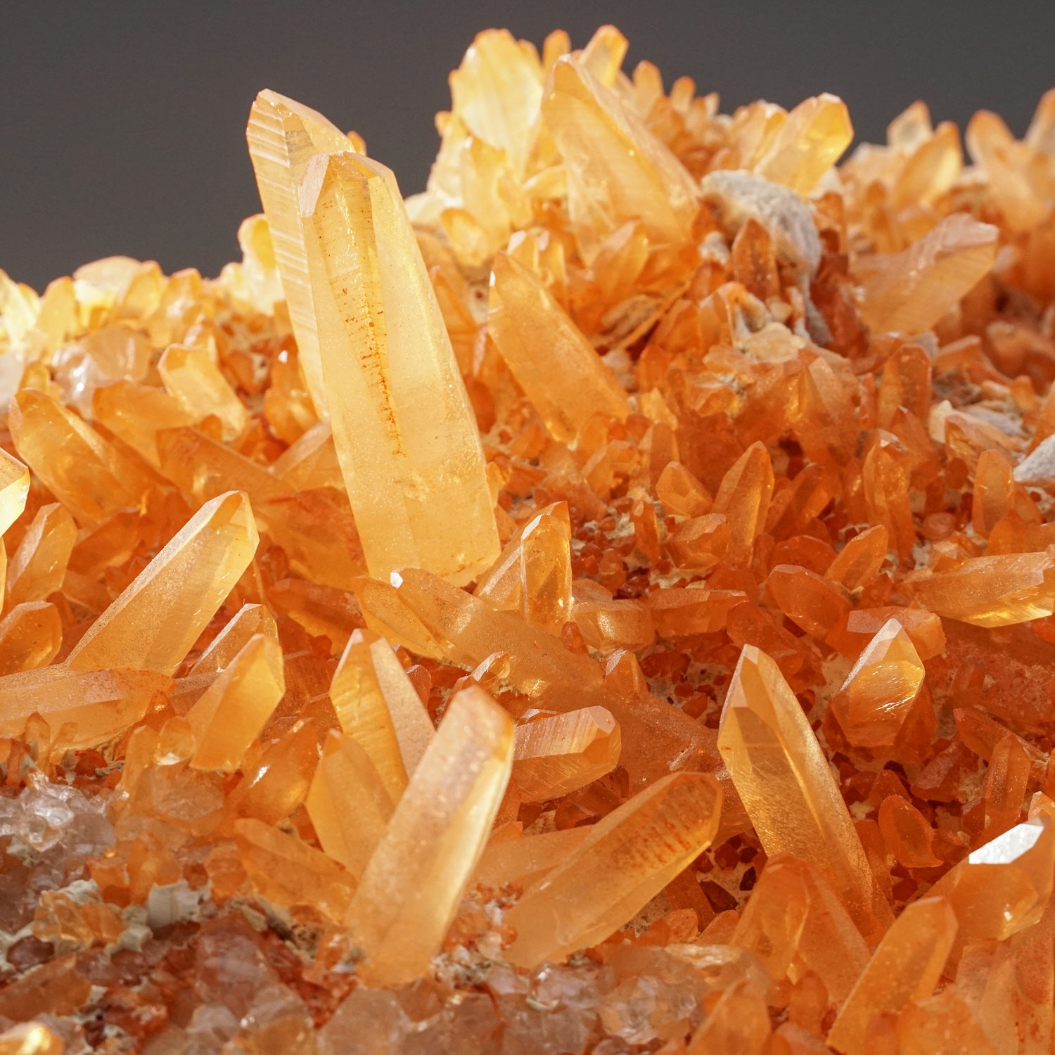 Tangerine Quartz Crystal Cluster From Teofilo Otoni, Minas Gerais, Brazil