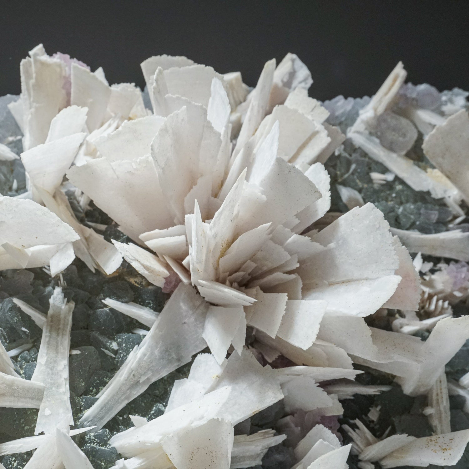 White Anhydrate Crystals on Quartz Matrix from Gerais Mine, Brazil