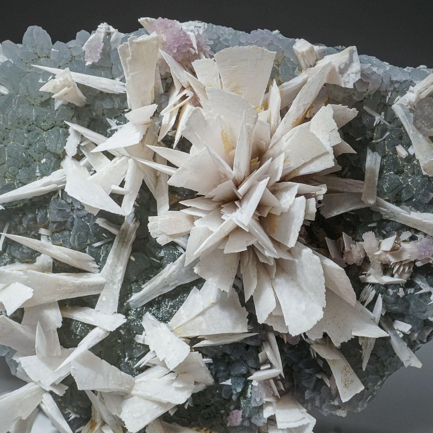 White Anhydrate Crystals on Quartz Matrix from Gerais Mine, Brazil