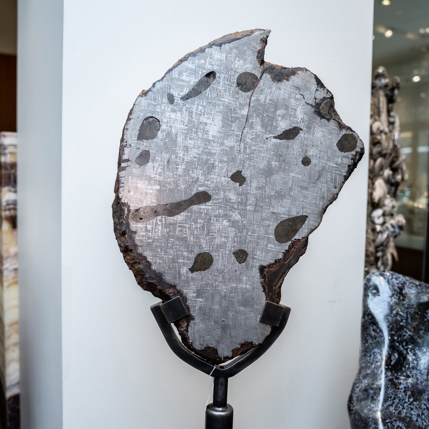 Giant Muonionalusta Meteorite (86 lbs) on Custom Metal Stand