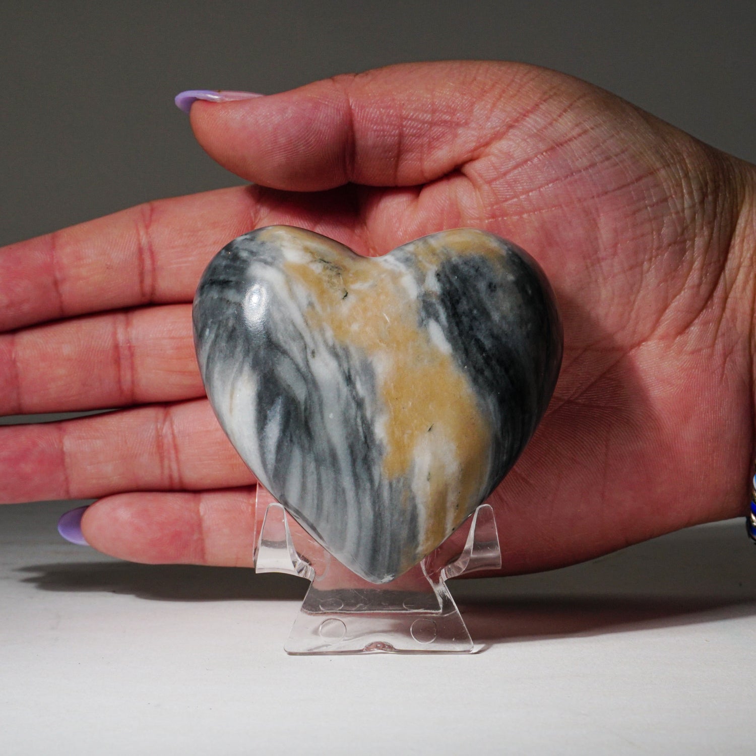 Polished Natural Banded Onyx Heart from Mexico