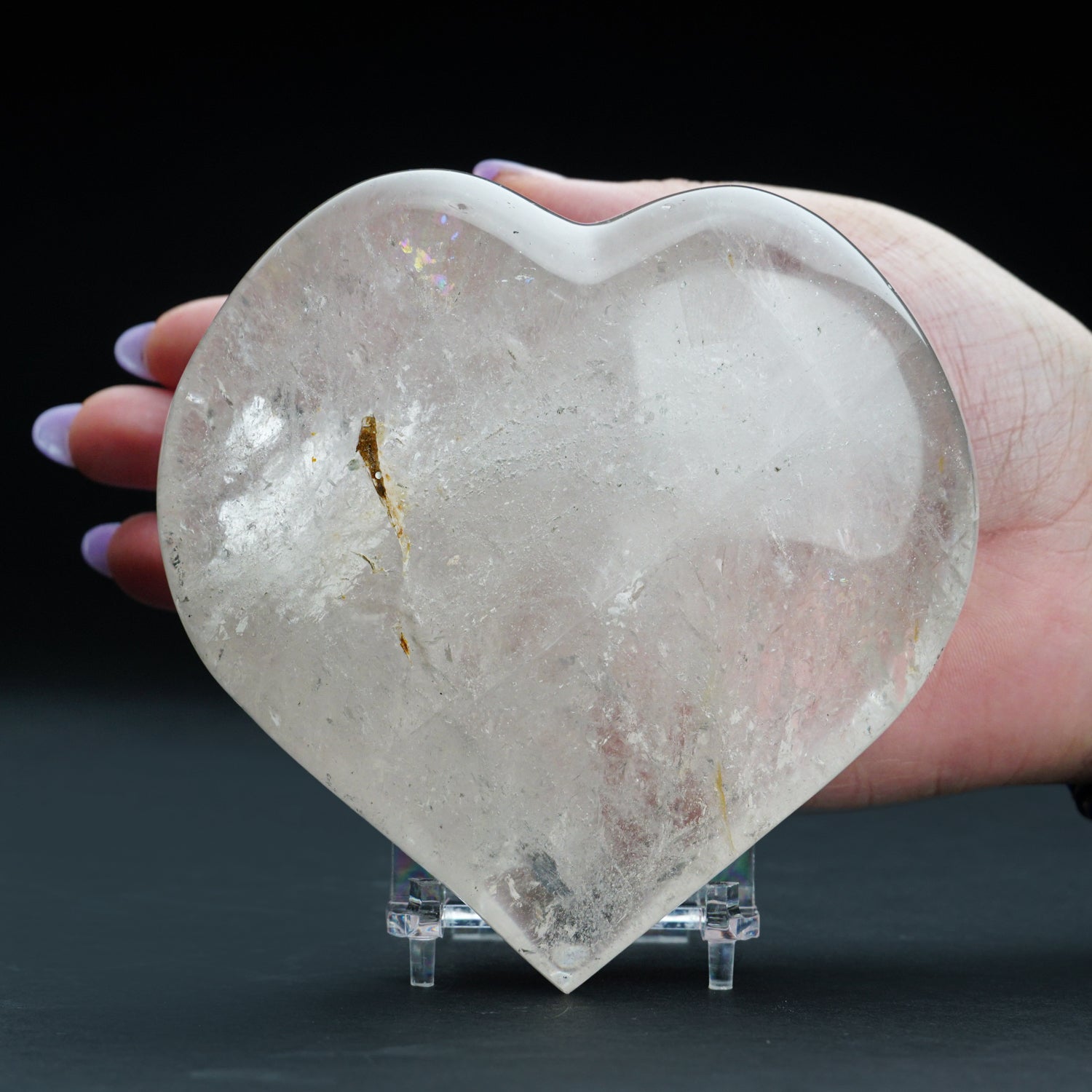 Genuine Polished Clear Quartz Heart From Brazil (1.8 lbs)
