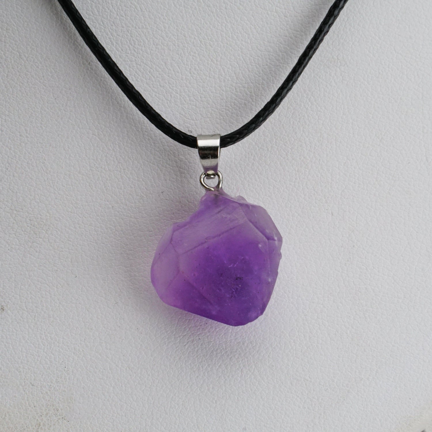 Genuine Amethyst Pendant with Adjustable Cord Necklace