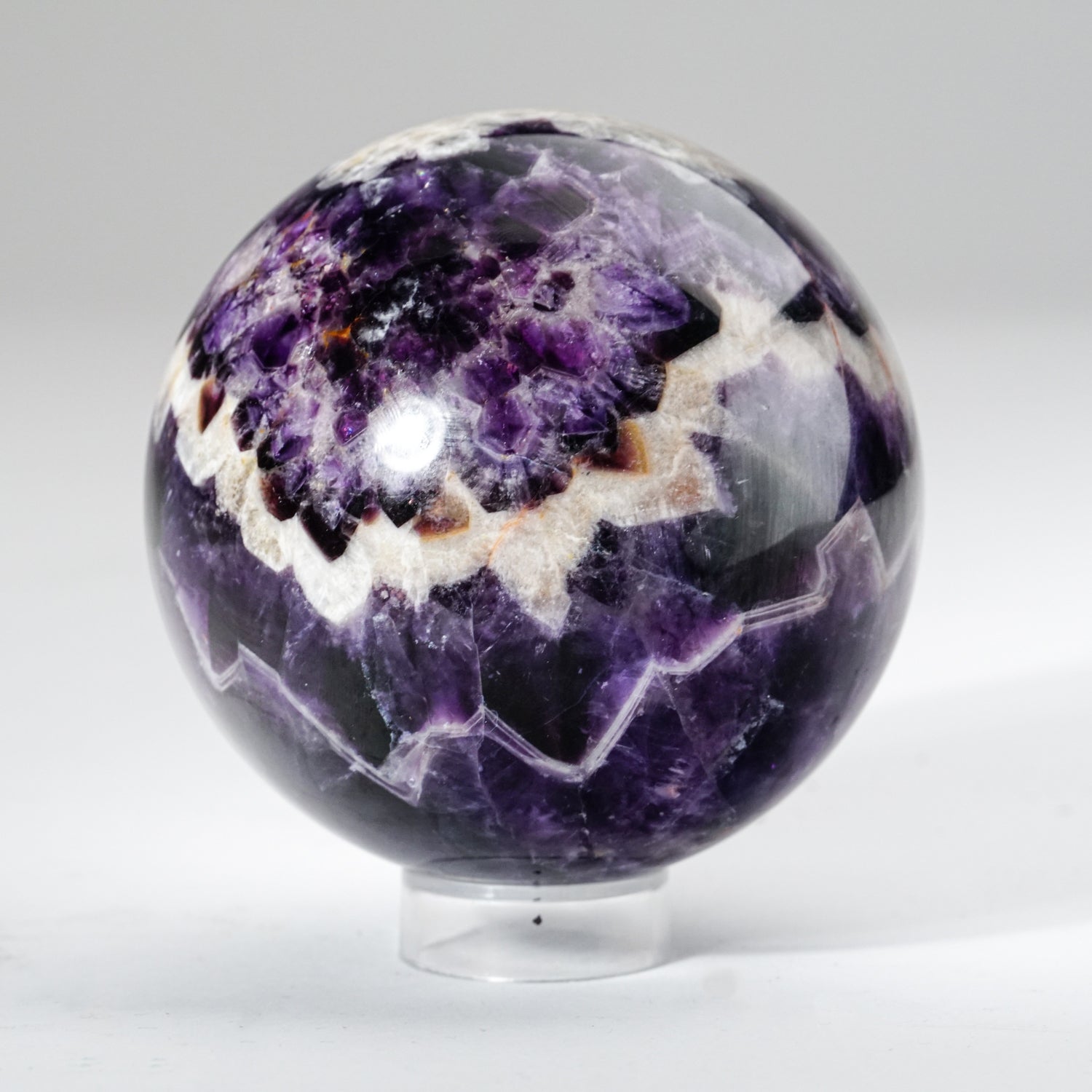 Polished Chevron Amethyst Sphere from Brazil (3.5", 2.5 lbs)