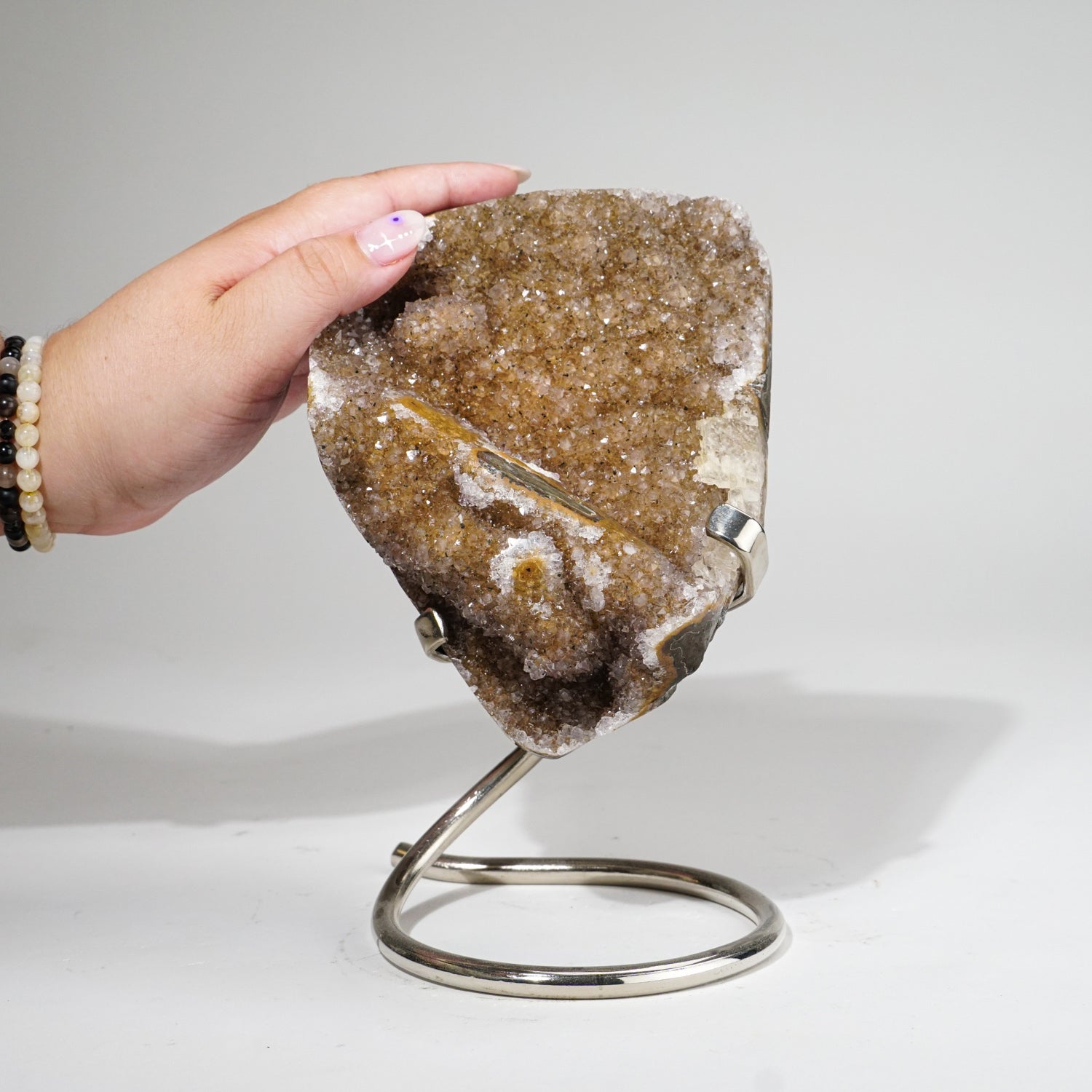 Druzy Crystal Cluster Geode on Metal Stand from Uruguay (4.5 lbs)