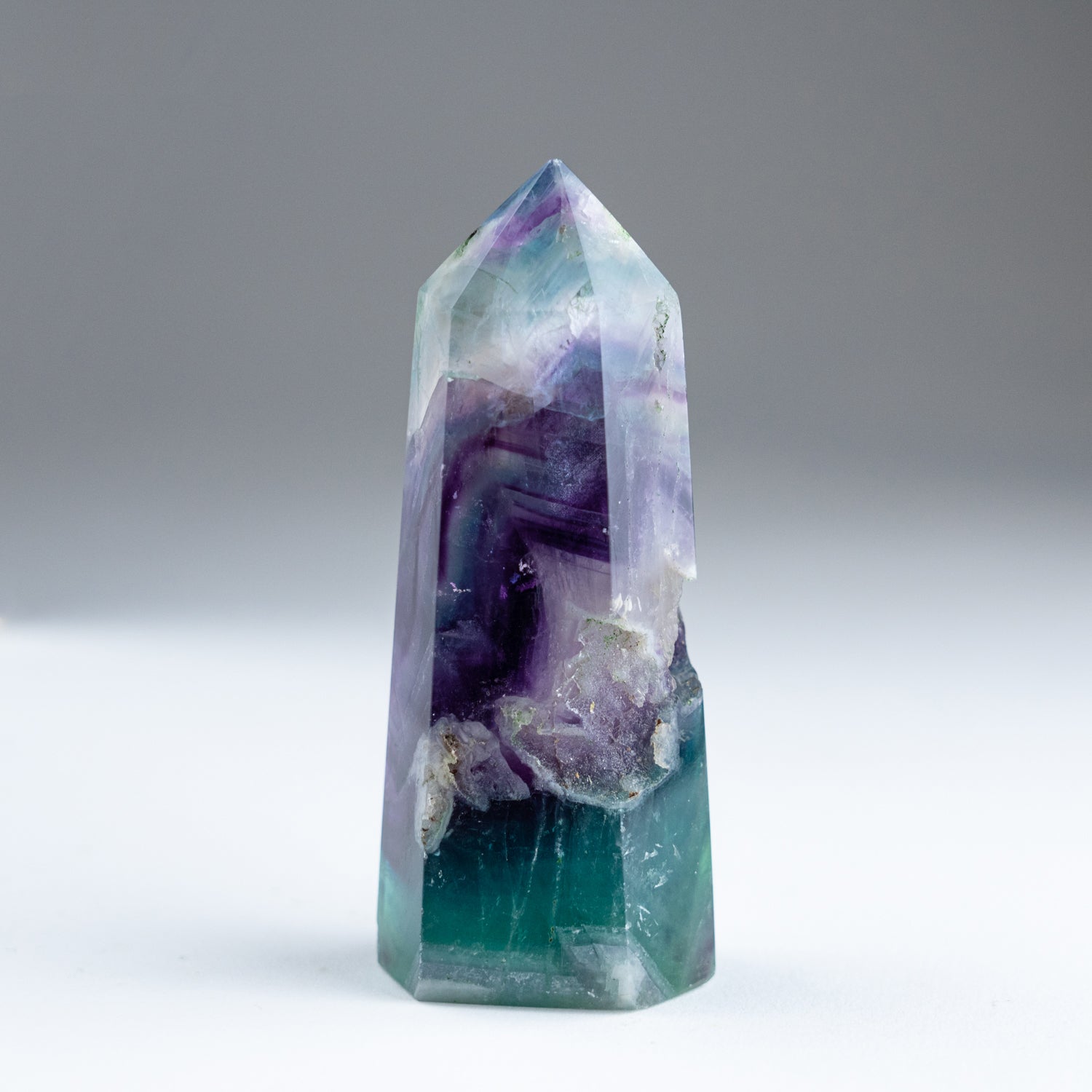 Polished Rainbow Fluorite Geode Point From Mexico (330 grams)