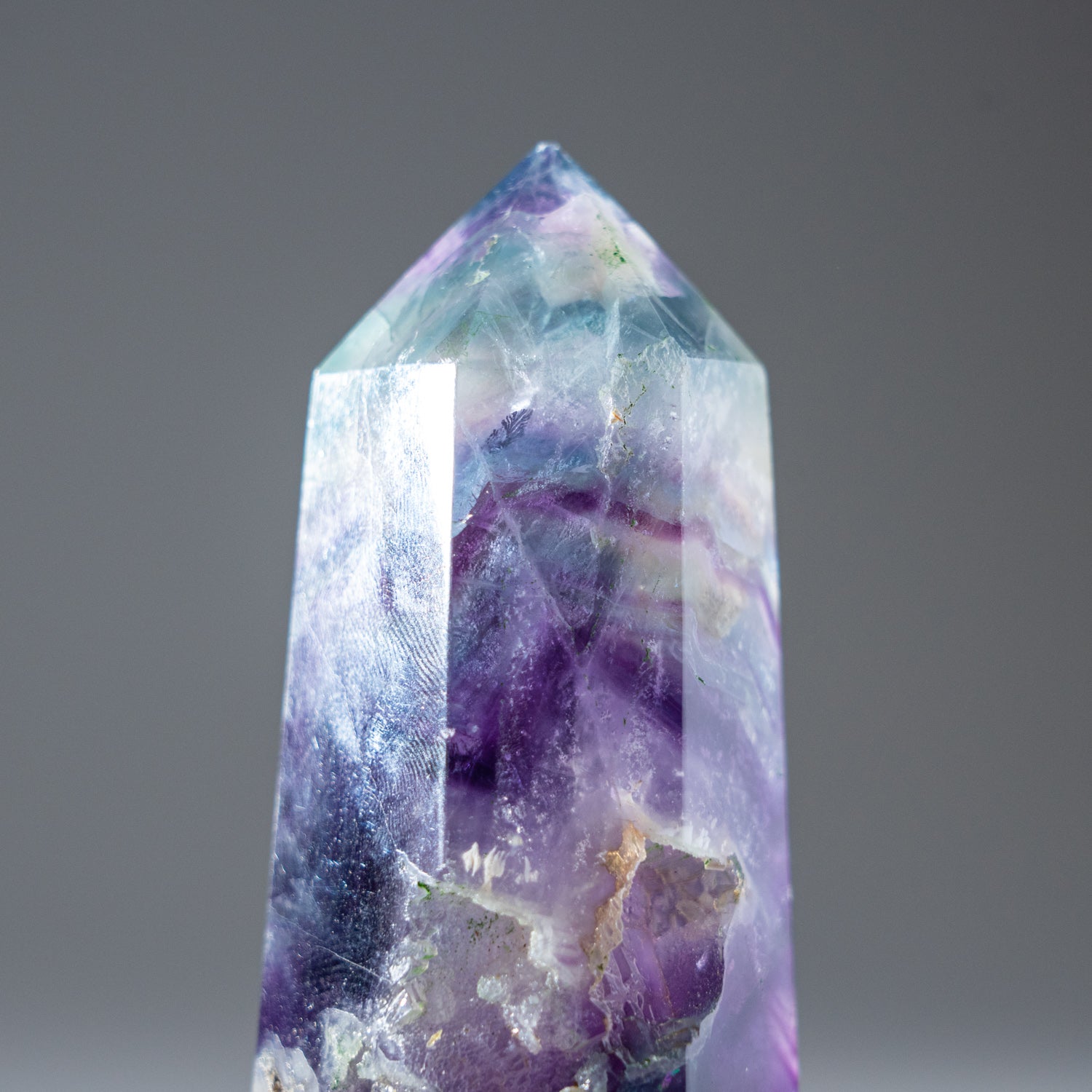 Polished Rainbow Fluorite Geode Point From Mexico (330 grams)