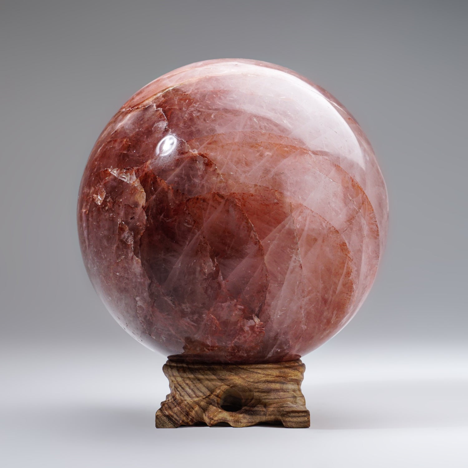 Polished Strawberry Quartz Sphere from Madagascar (14.7 lbs)