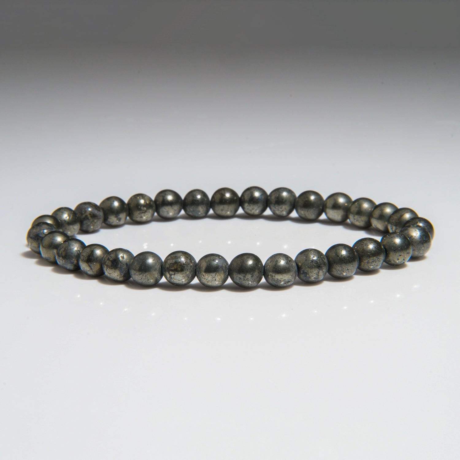 Pyrite 7-8mm Beaded Elastic Cord Stretch Bracelet