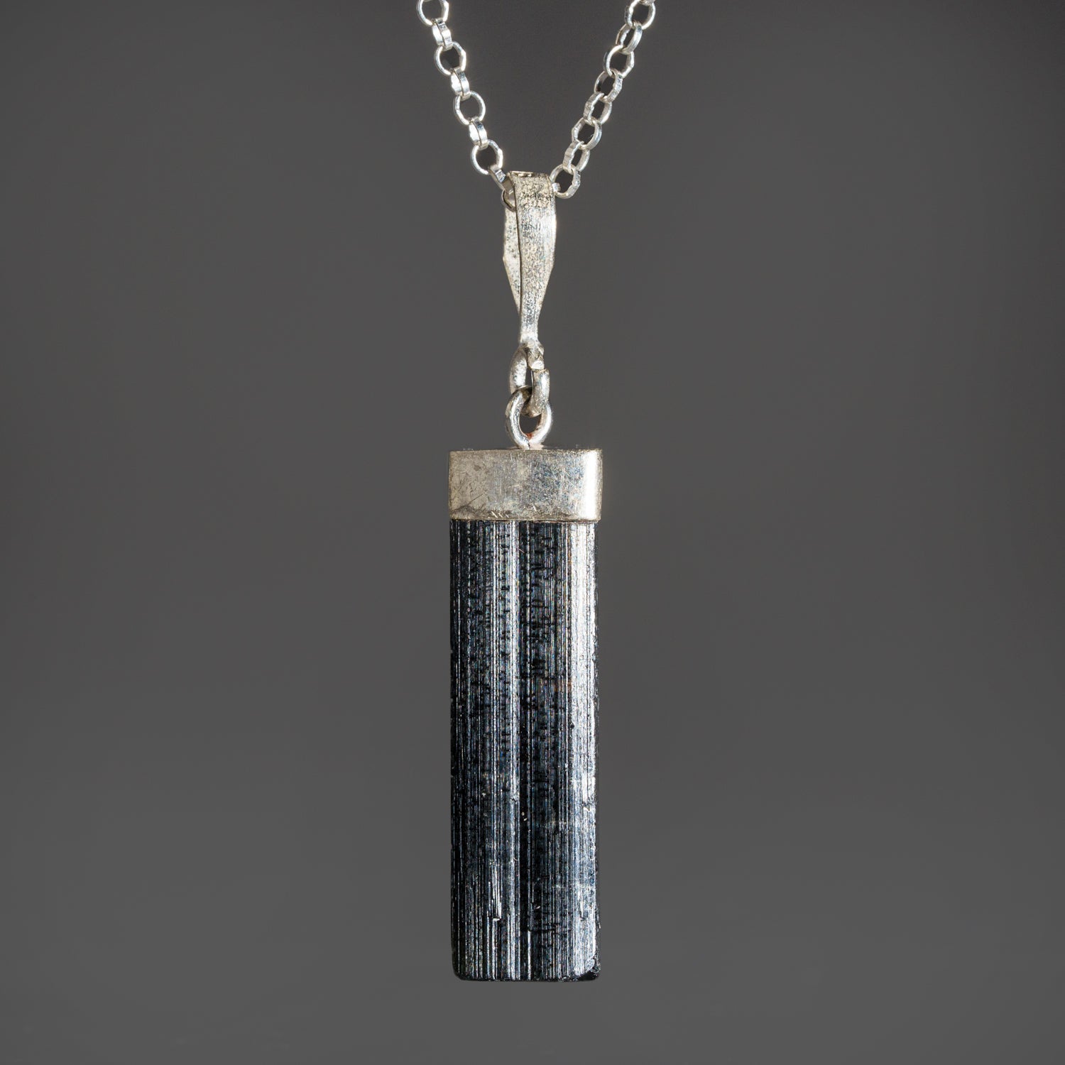 Genuine Black Tourmaline Pendant (3-5 grams) with 18" Sterling Silver Chain