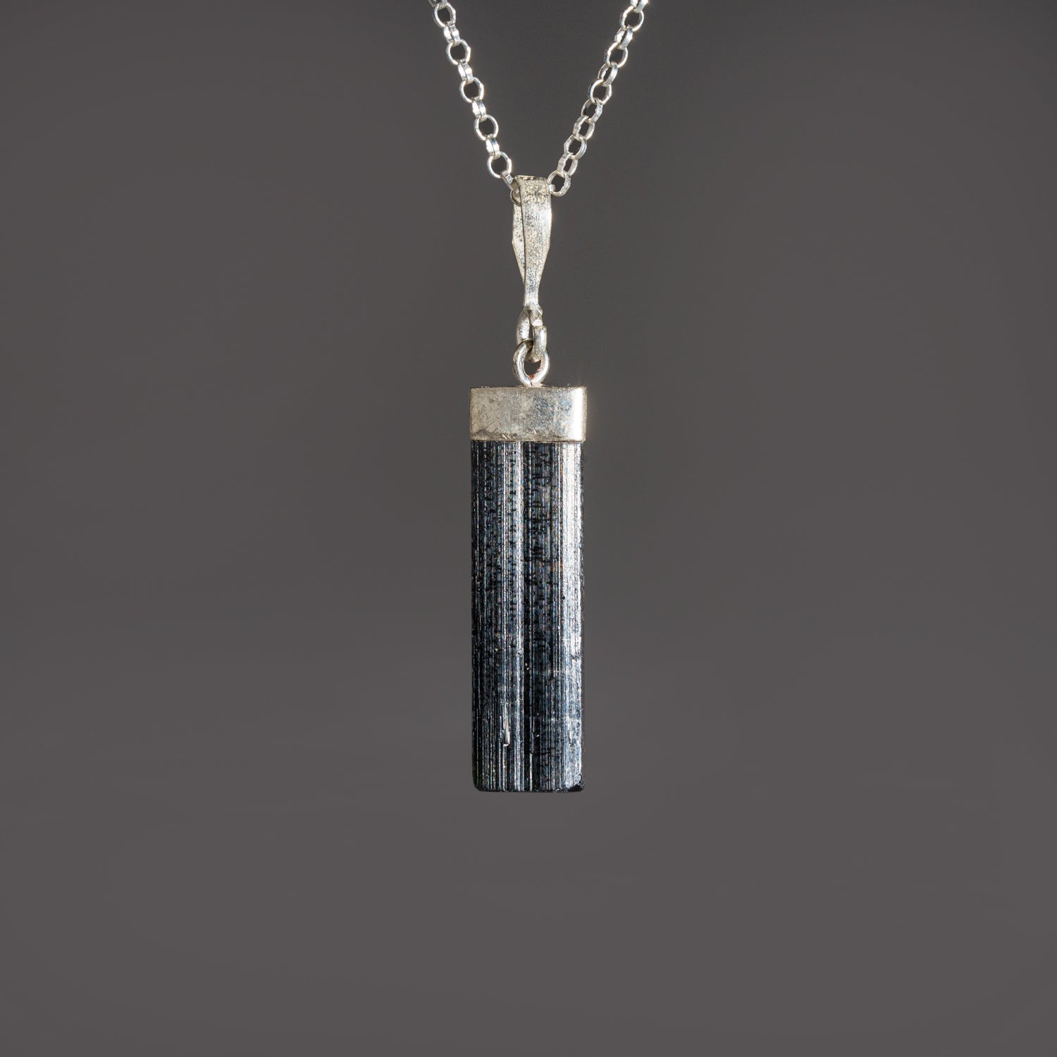Genuine Black Tourmaline Pendant (3-5 grams) with 18" Sterling Silver Chain