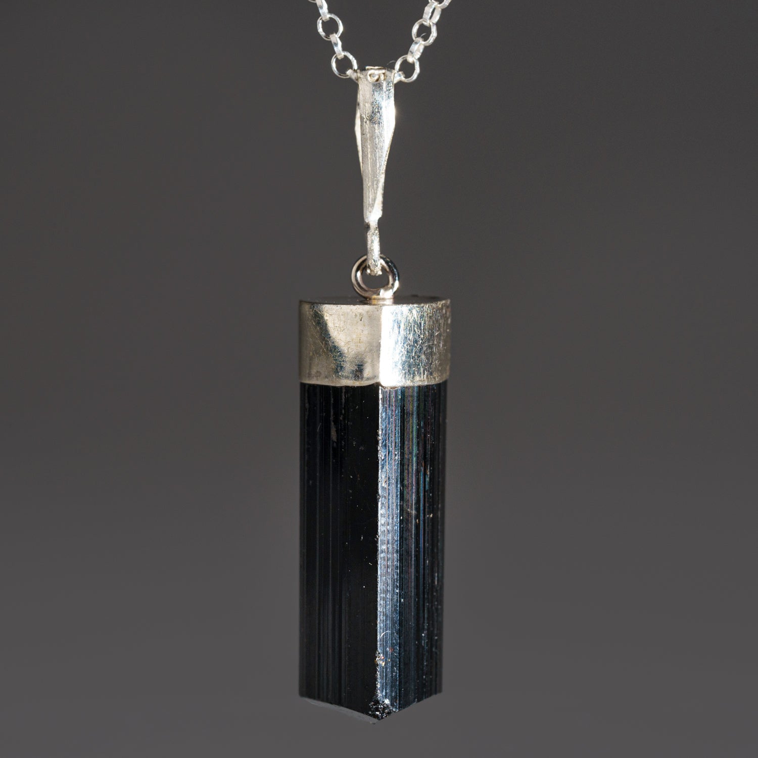 Genuine Black Tourmaline Pendant (6-9 grams) with 18" Sterling Silver Chain