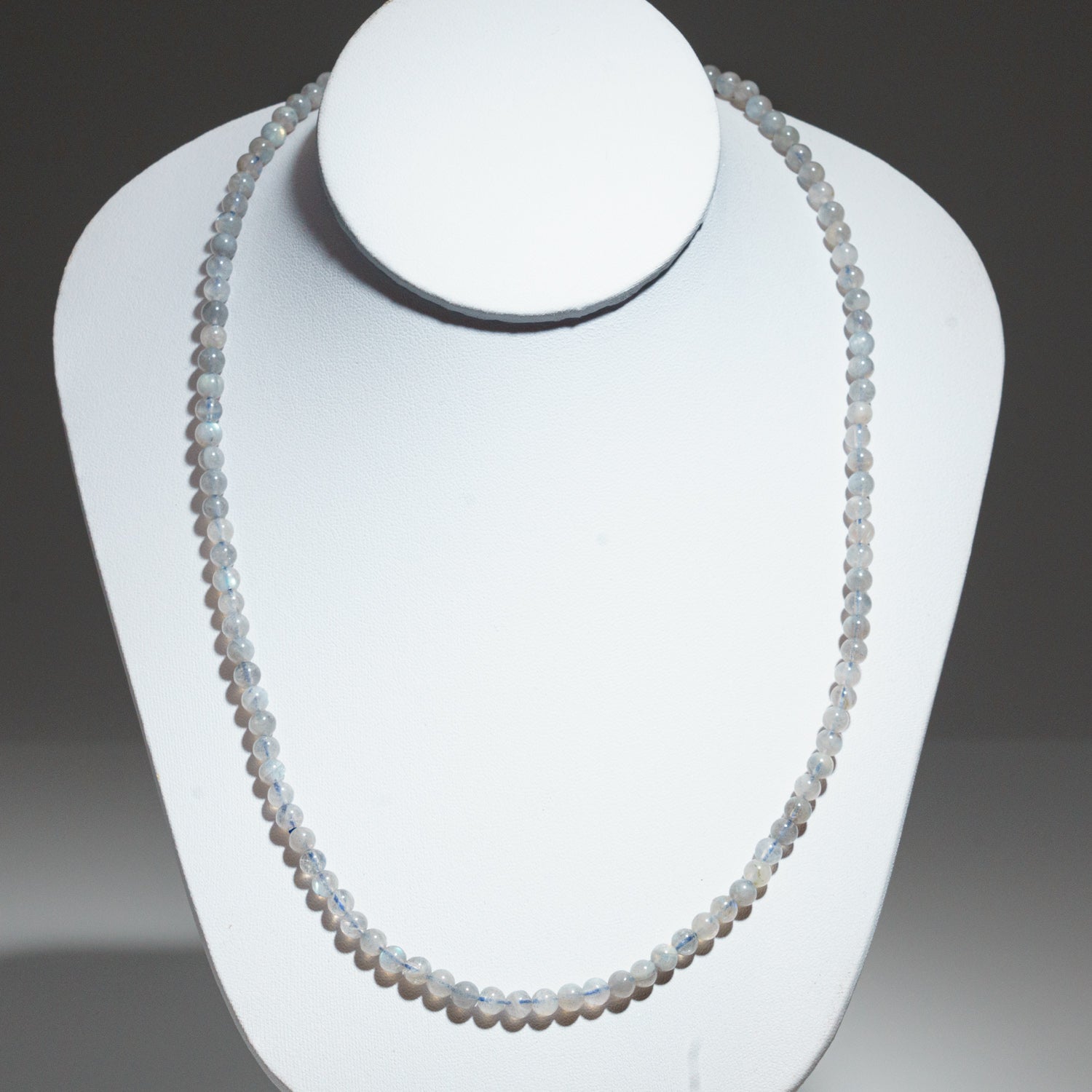 Genuine Rainbow Moonstone 4mm Beaded 22 Inch Necklace
