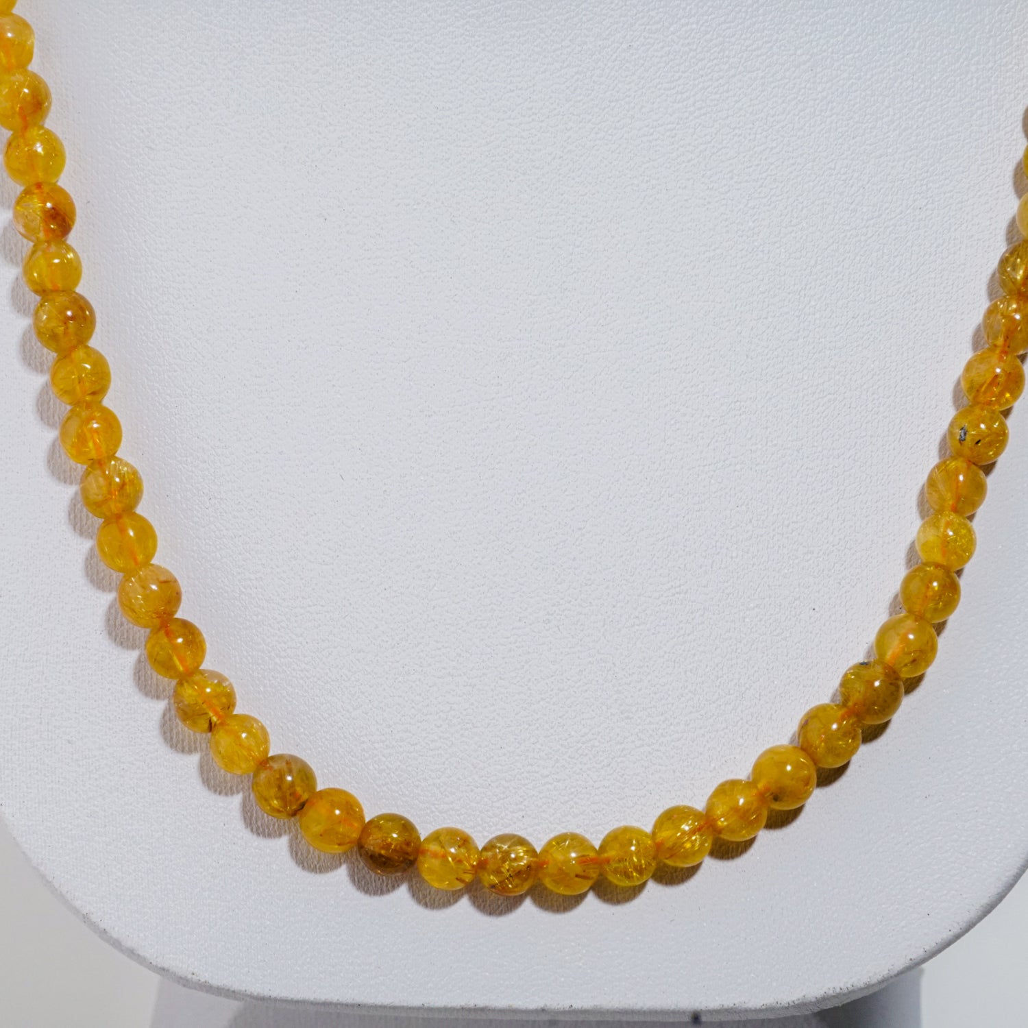 Genuine Citrine 5mm Beaded 22 inch Necklace on Elastic Cord