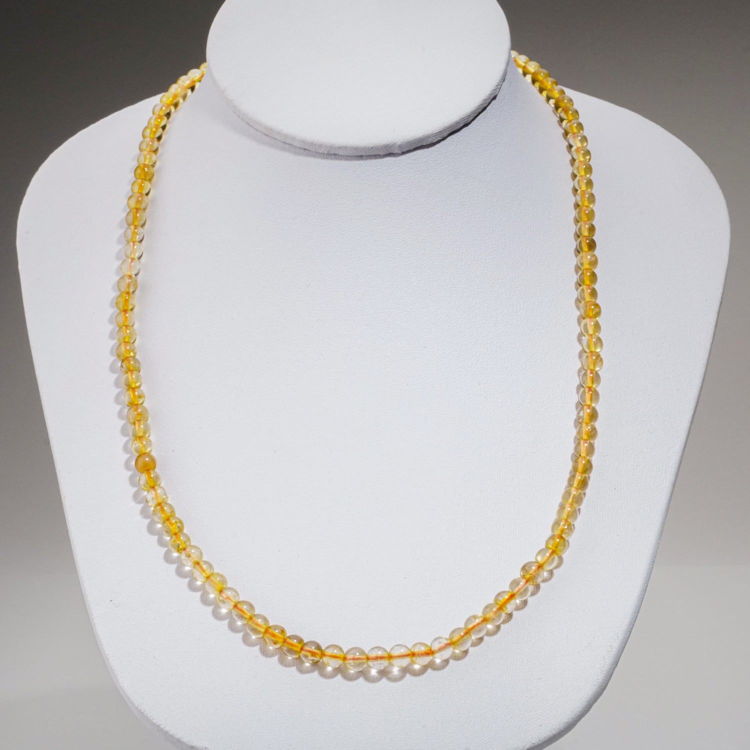 Genuine Citrine 4mm Beaded 22 Inch Necklace on Elastic Cord