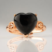 Heart Shaped Rainbow Obsidian in Adjustable Ring (size 5-9)