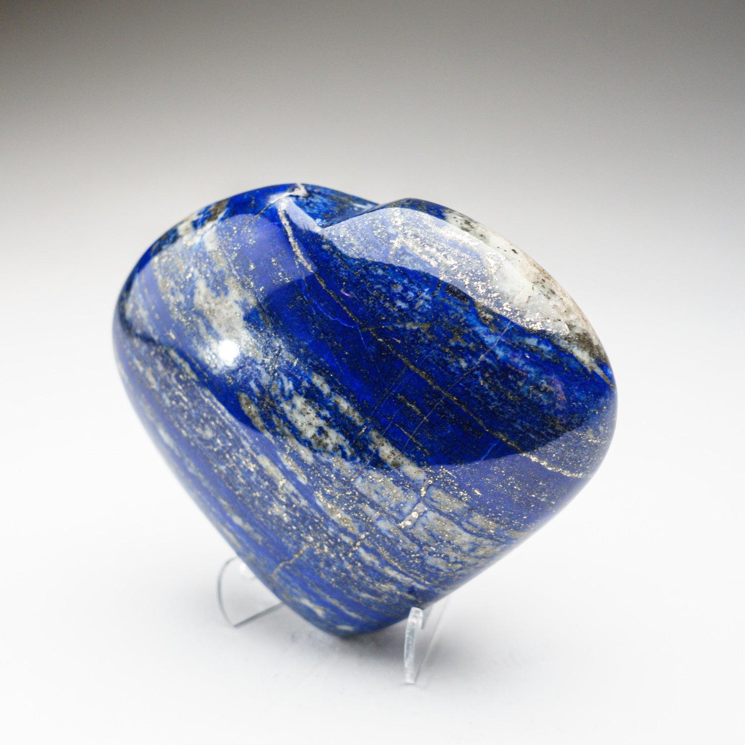 Genuine Polished Lapis Lazuli Heart with Acrylic Display Stand (3 lbs)