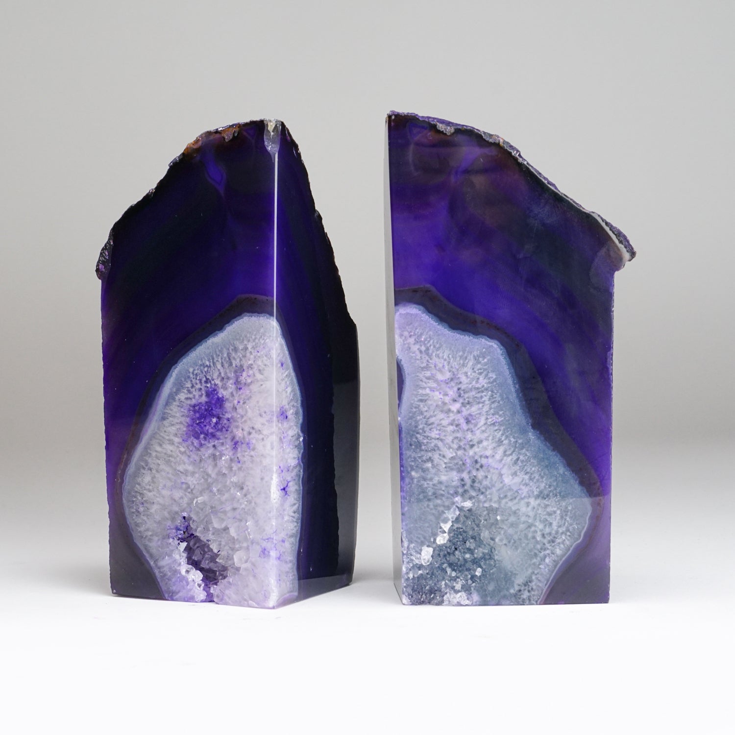 Genuine Purple Banded Agate Bookends from Brazil (7 lbs)