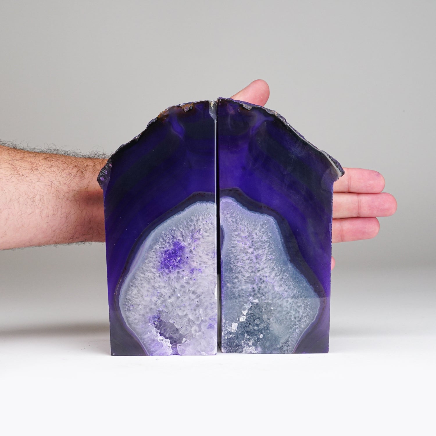 Genuine Purple Banded Agate Bookends from Brazil (7 lbs)