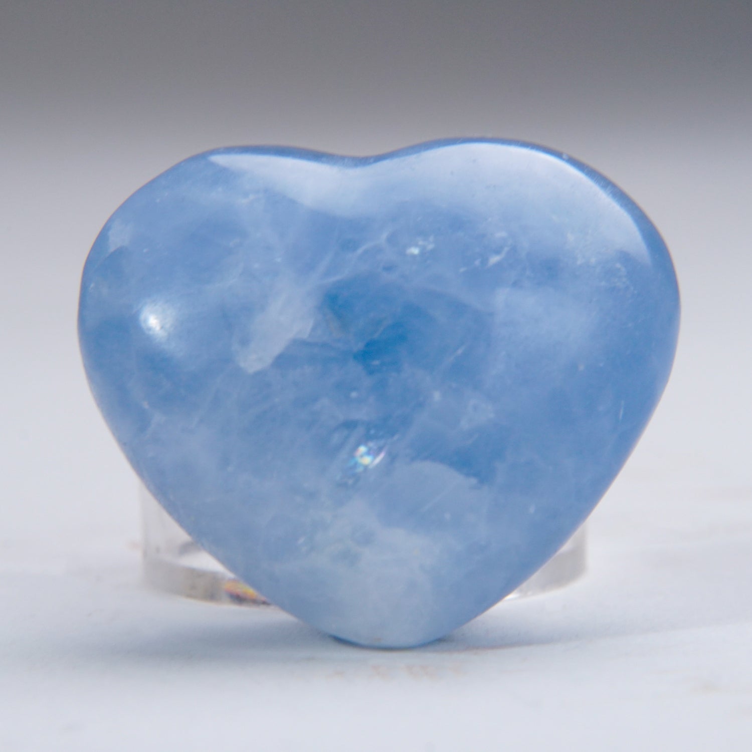 Genuine Polished Blue Calcite Mini Heart with velvet pouch