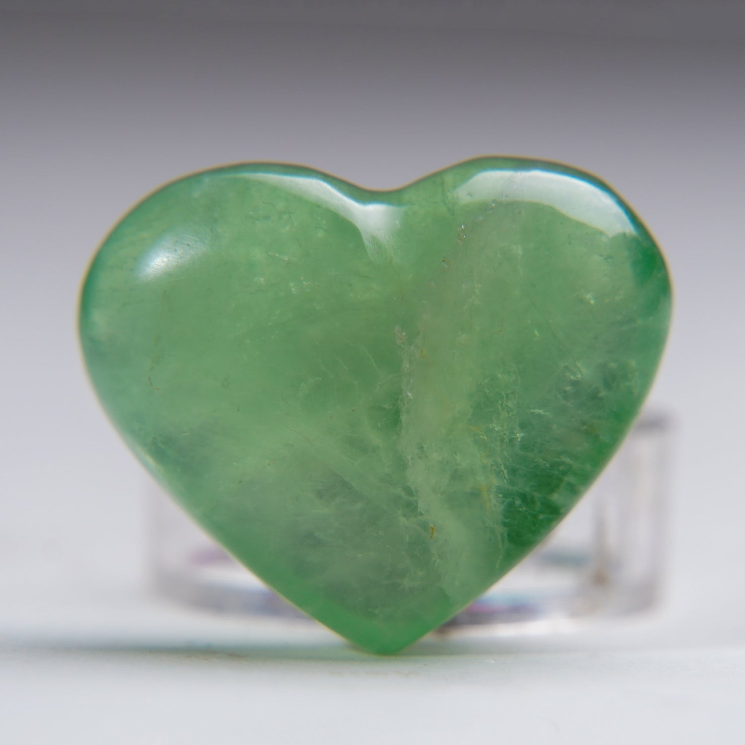 Genuine Polished Green Fluorite Mini Heart with velvet pouch