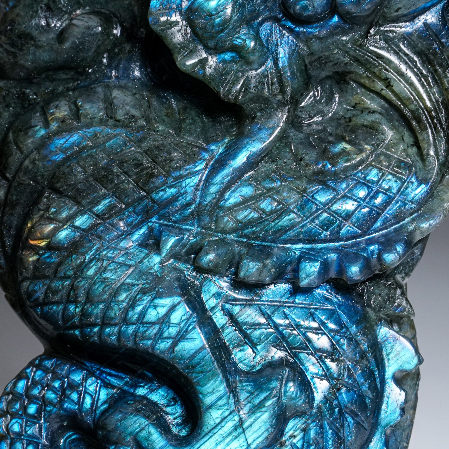 Genuine Polished Labradorite Hand Carved Dragon (1.6 lbs)