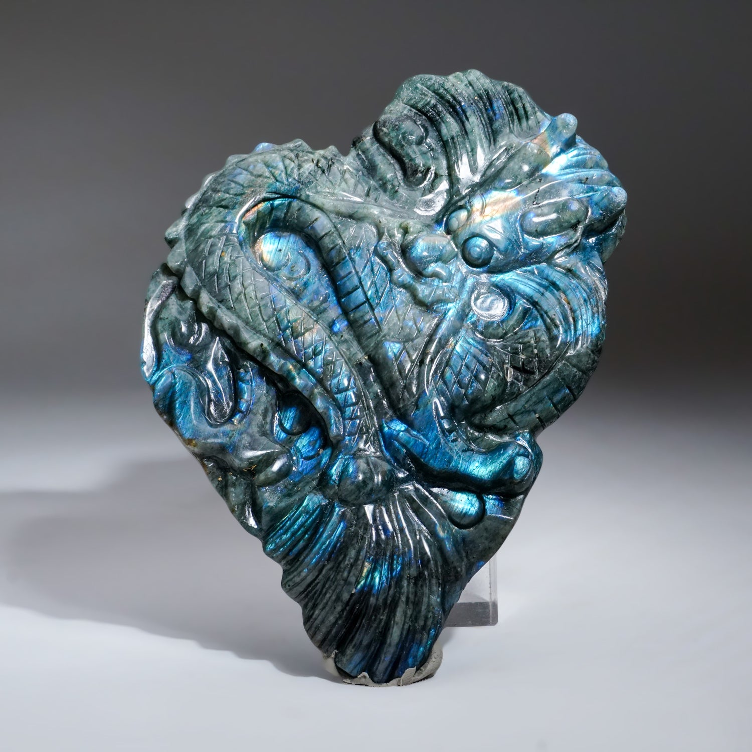 Genuine Polished Labradorite Hand Carved Dragon (2.2 lbs)